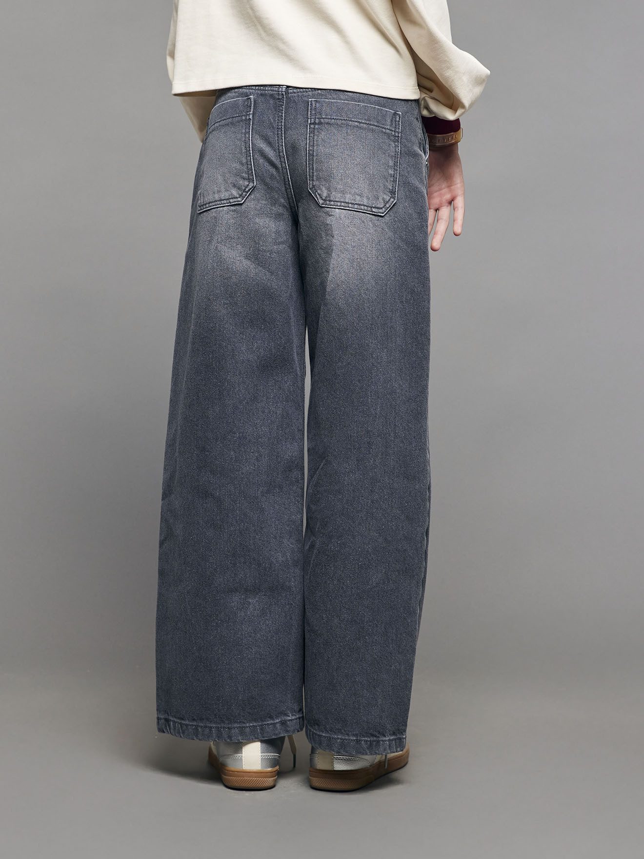jonen 7/8-Caprijeans Weite Jeans mit großen Taschen Mädchen Bundweite verstellbar