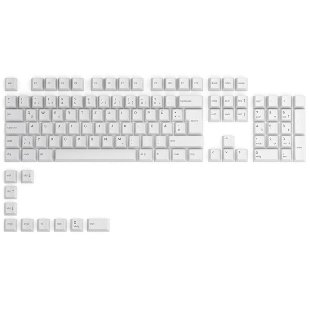 Glorious PC Gaming Race GPBT Keycaps Tastensatz (115 Stück, aus PBT  Kunststoff, Tastenkappen, Tastaturkappen, deutsches Layout QWERTZ, ISO, für  mechanische Gaming Tastatur, Weiß / Arctic White)