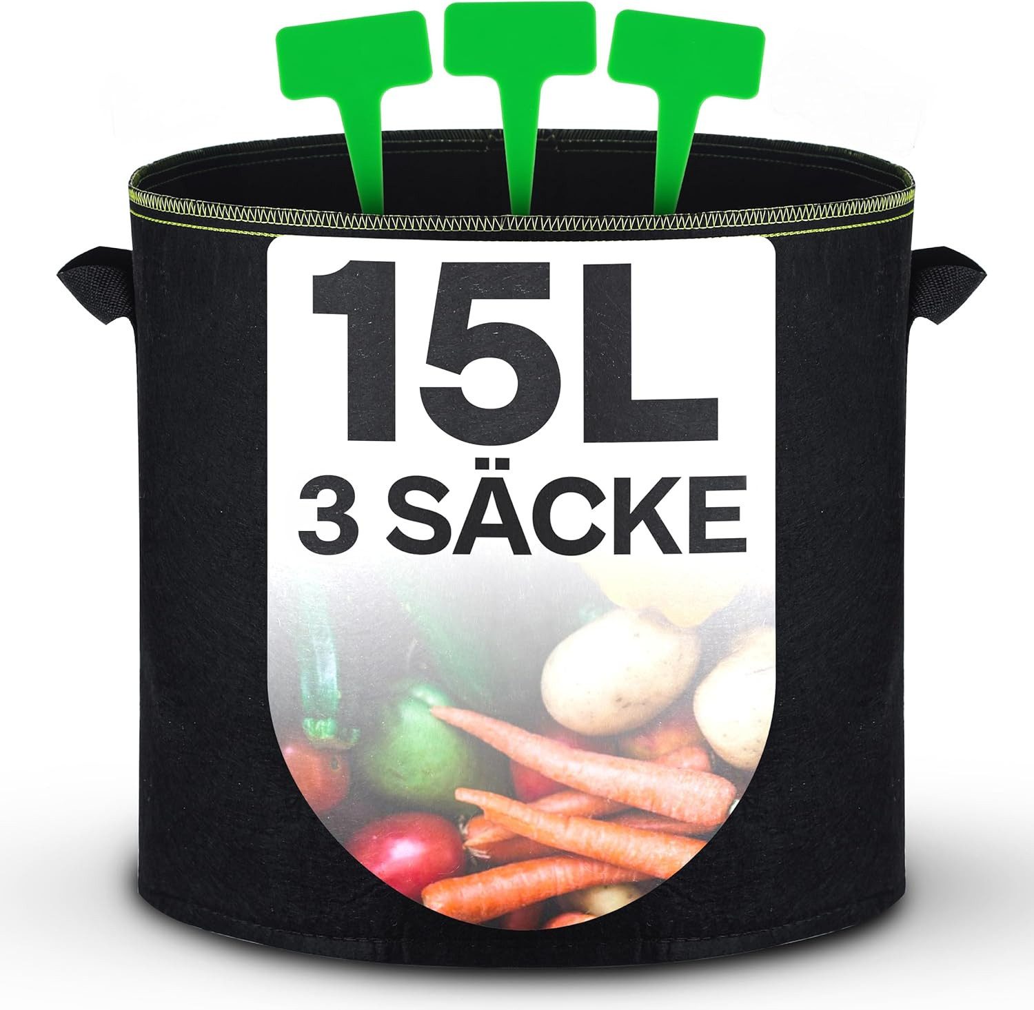 Praknu Pflanzkübel Pflanzsack 15l Cannabis - 3 Stück aus Vliesstoff (Set, 3 günstig online kaufen