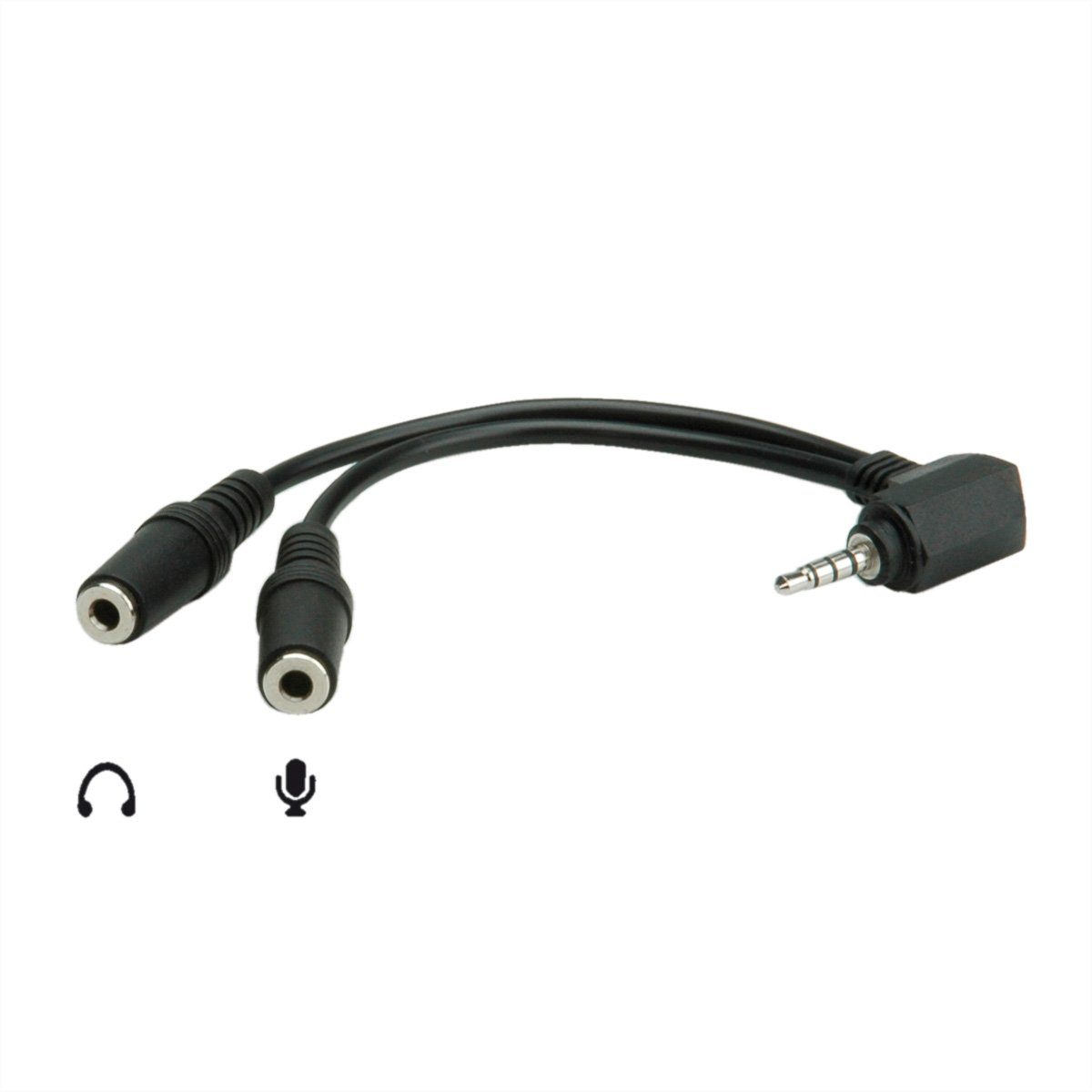 ROLINE 3,5mm Adapter 4polig (Mikrofon+Lautsprecher) Audio-Kabel, Klinke 3,5 mm, 4-polig Stereo (Mini-Klinke) Männlich (Stecker), Klinke 3,5 mm, 3-polig Stereo (Mini-Klinke) Weiblich (Buchse) (15 cm)