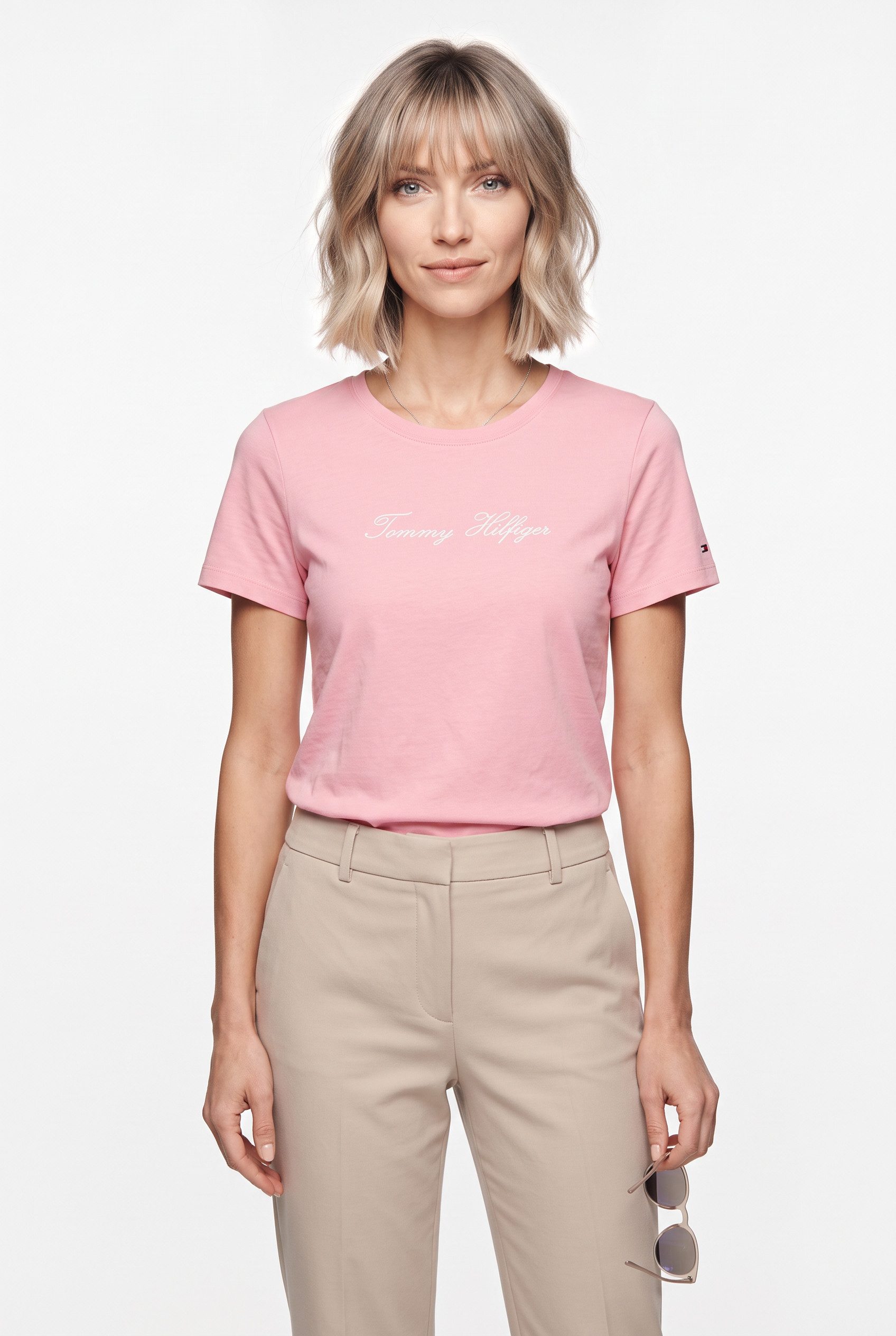 Tommy Hilfiger Kurzarmshirt SCRIPT REG C-NK SS T-SHIRT Baumwolle