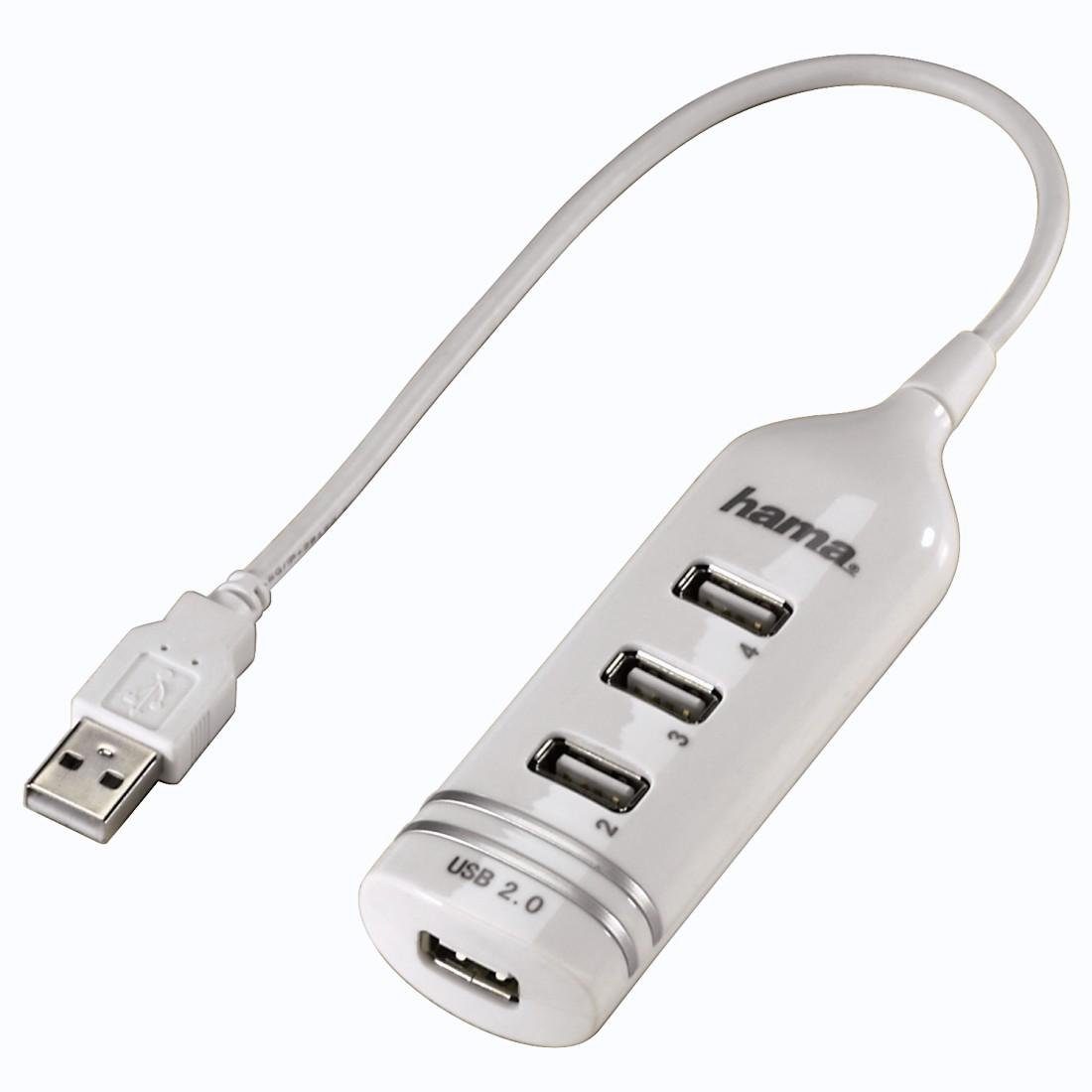 Hama USB Hub 2.0(4-Port)zum Anschluss +zur Erweiterung von bis zu 4 Geräten  USB-Adapter, 20 cm