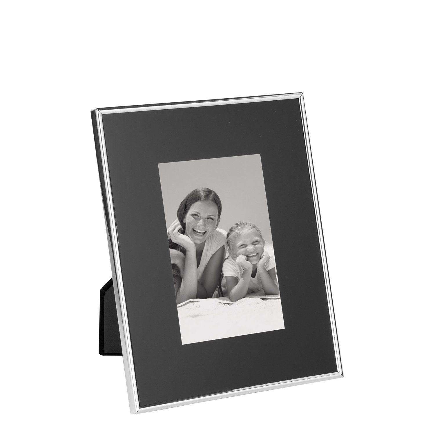 Fink Bilderrahmen Bilderrahmen Sora - Glas / Metall - versilbert - B.23,3cm x T.18,2cm, für 1 Bilder, hängbar & stehend verwendbar - schwarzes Passepartout | Einzelrahmen