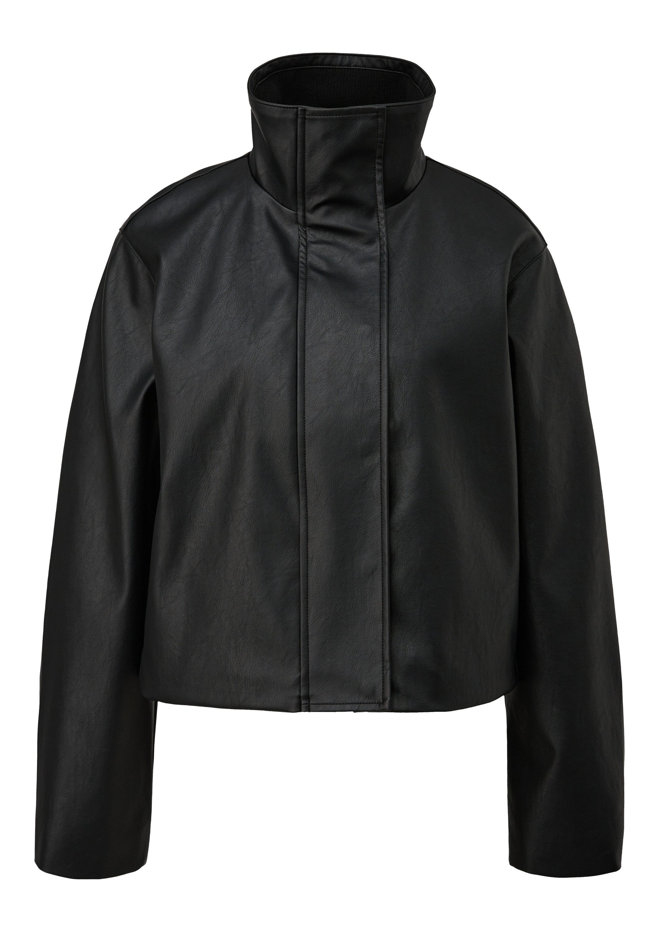QS Funktionsjacke Outdoor-Jacke Gerade geschnittene Jacke in Lederoptik günstig online kaufen