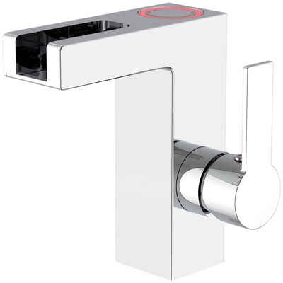 Schütte Waschtischarmatur Wasserhahn Bad mit LED-Schwallauslauf, Mischbatterie Waschbecken, Waschbecken Armaturen in Chrom