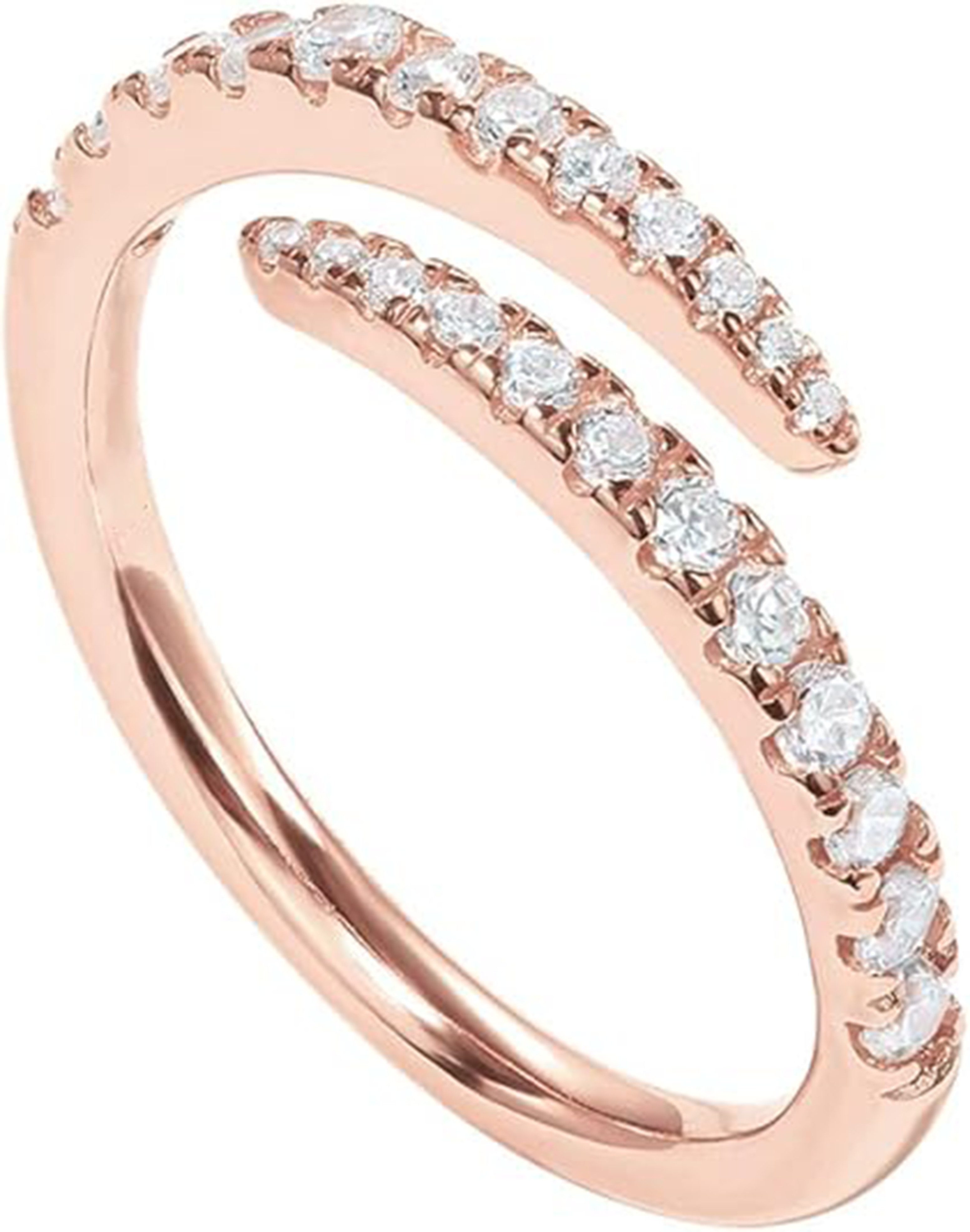 Jumpeak Diamantring 585 Gold, runder Diamant im Brillantschliff, spiralförmiger Damenring, Verlobungsringe,Paare, Jubiläumsringe, Hochzeitsgeschenke, Geburtstage