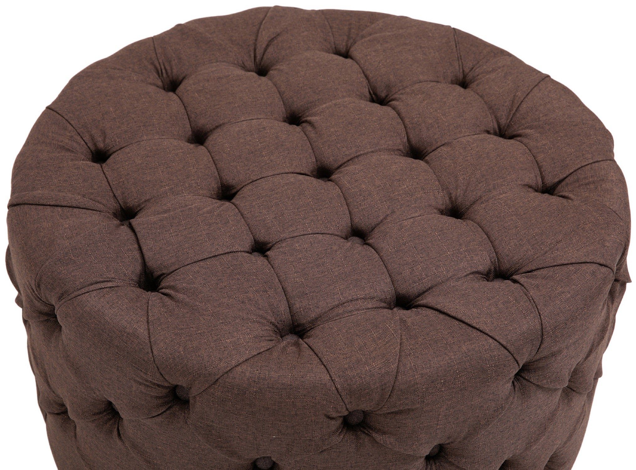 TPFLiving Sitzhocker Darcy Größe XL - Stylischer Stoffhocker (Beistellhocker mit stabilem Gestell und Bodenschonern, 1 St., Polsterhocker mit hohem Sitzkomfort - Farbe braun), Maße (HxBxT): 40 x 72 x 72 cm - Gewicht: 7 kg