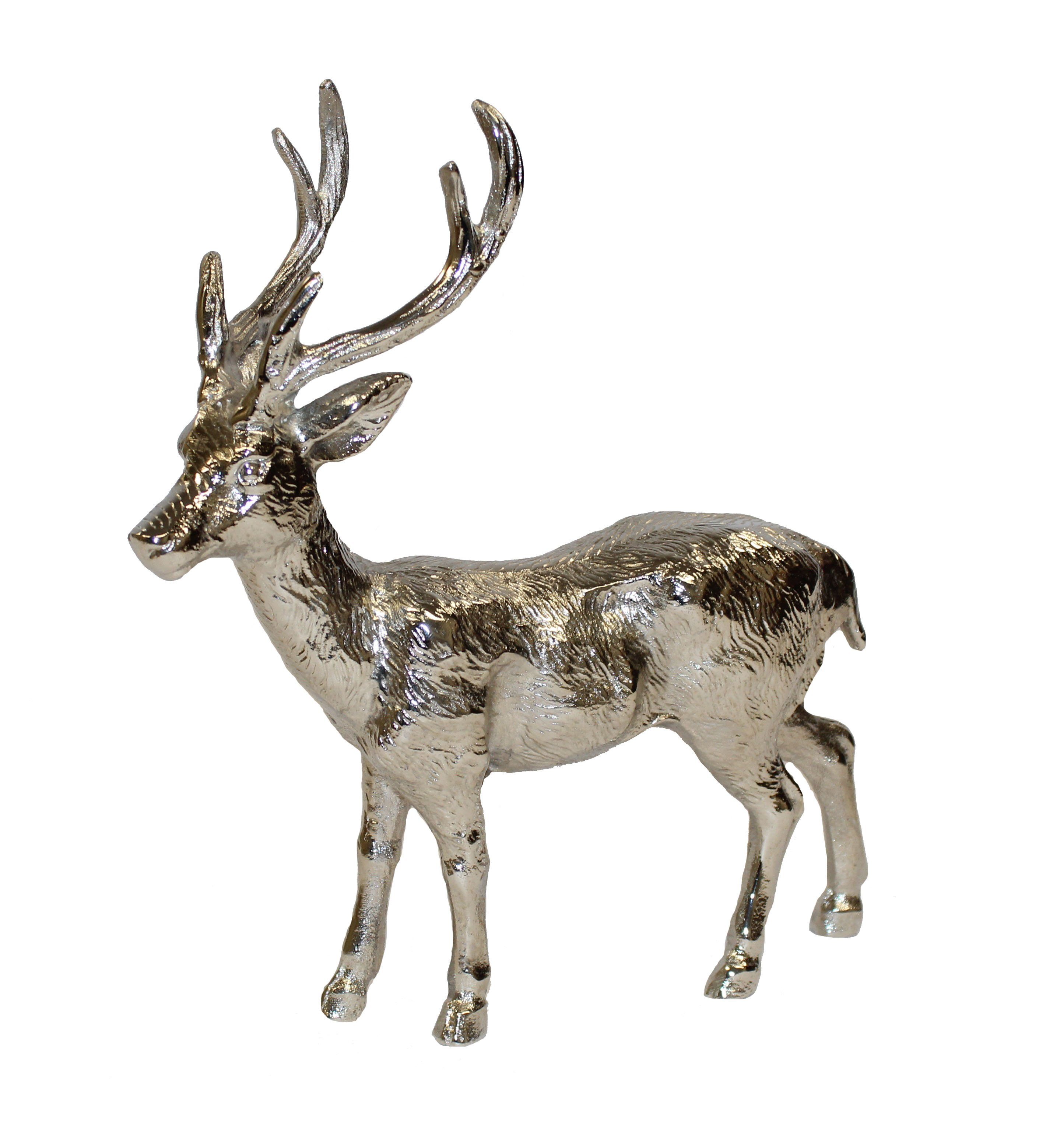 Wurm Weihnachtsfigur XL Hirsch aus Metall silber 33 cm breit x 35 cm hoch x 9 cm tief