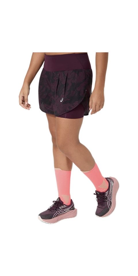 Asics Laufshorts Asics Road All Over Print 2-in-1 Damen Laufshorts