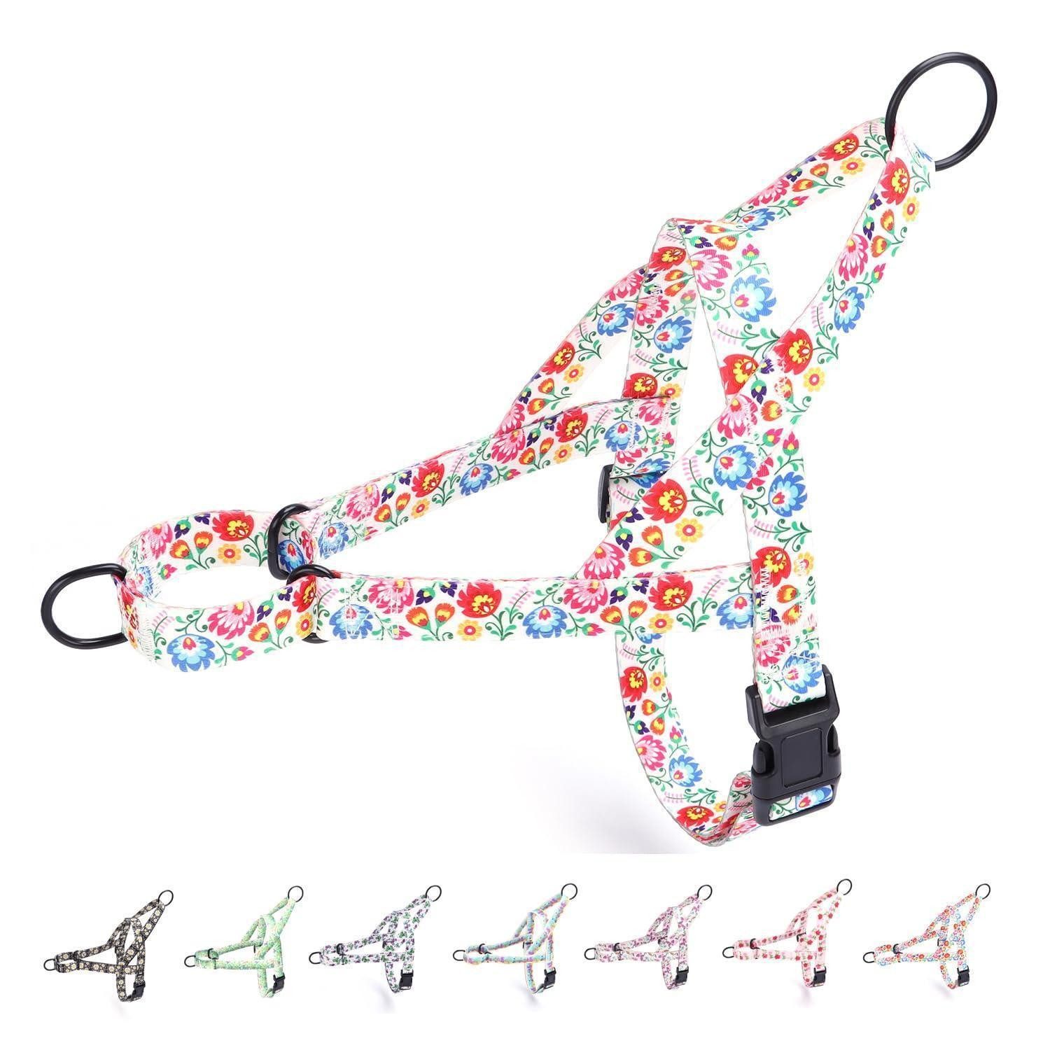 LuxusKollektion Hunde-Erziehungsgeschirr Hundegeschirr No Pull Blumen L Weiss, Textil
