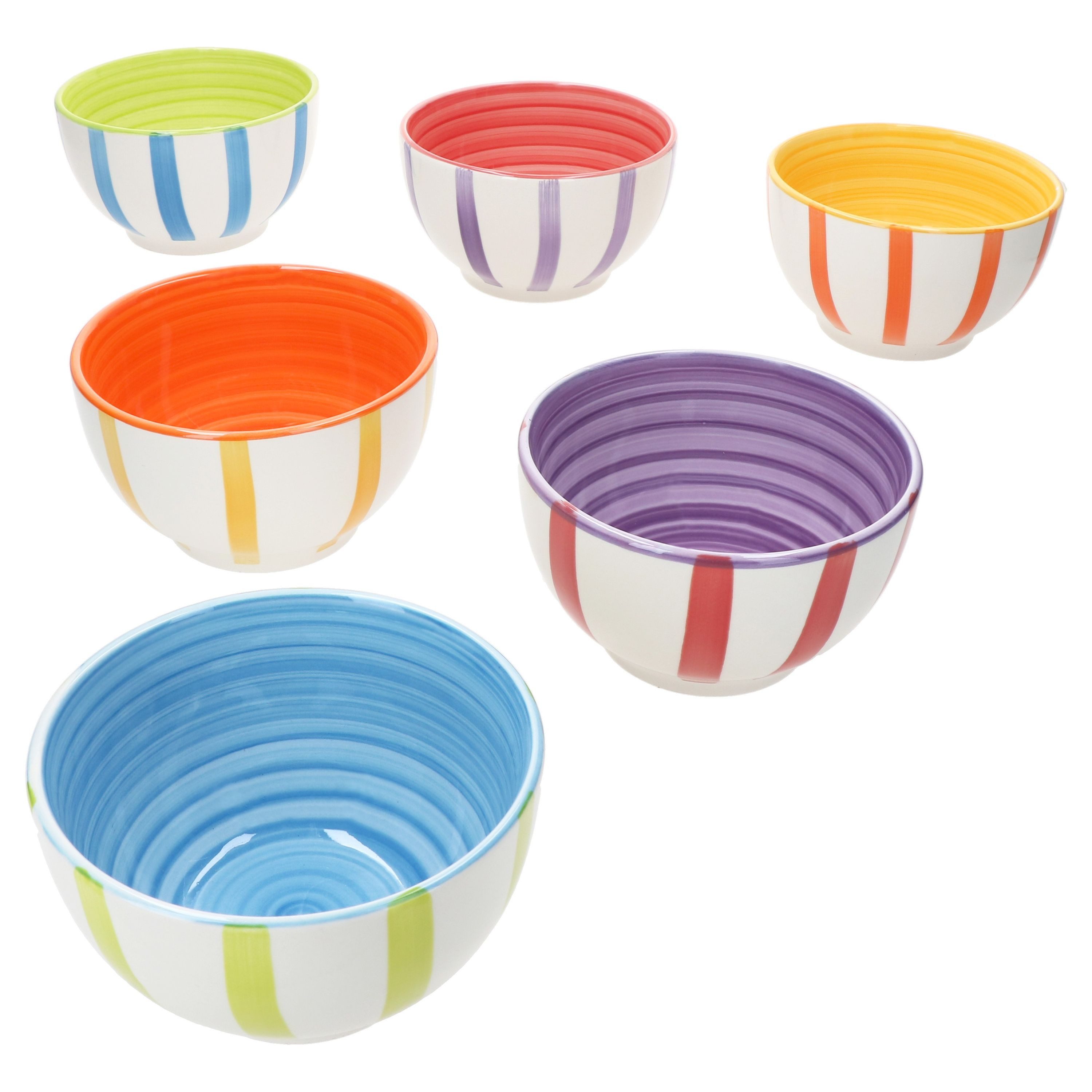MamboCat Müslischale Summer Stripes 6er Set Müsli-Schale Ø14cm Dessert-Schüssel bunt, Steingut