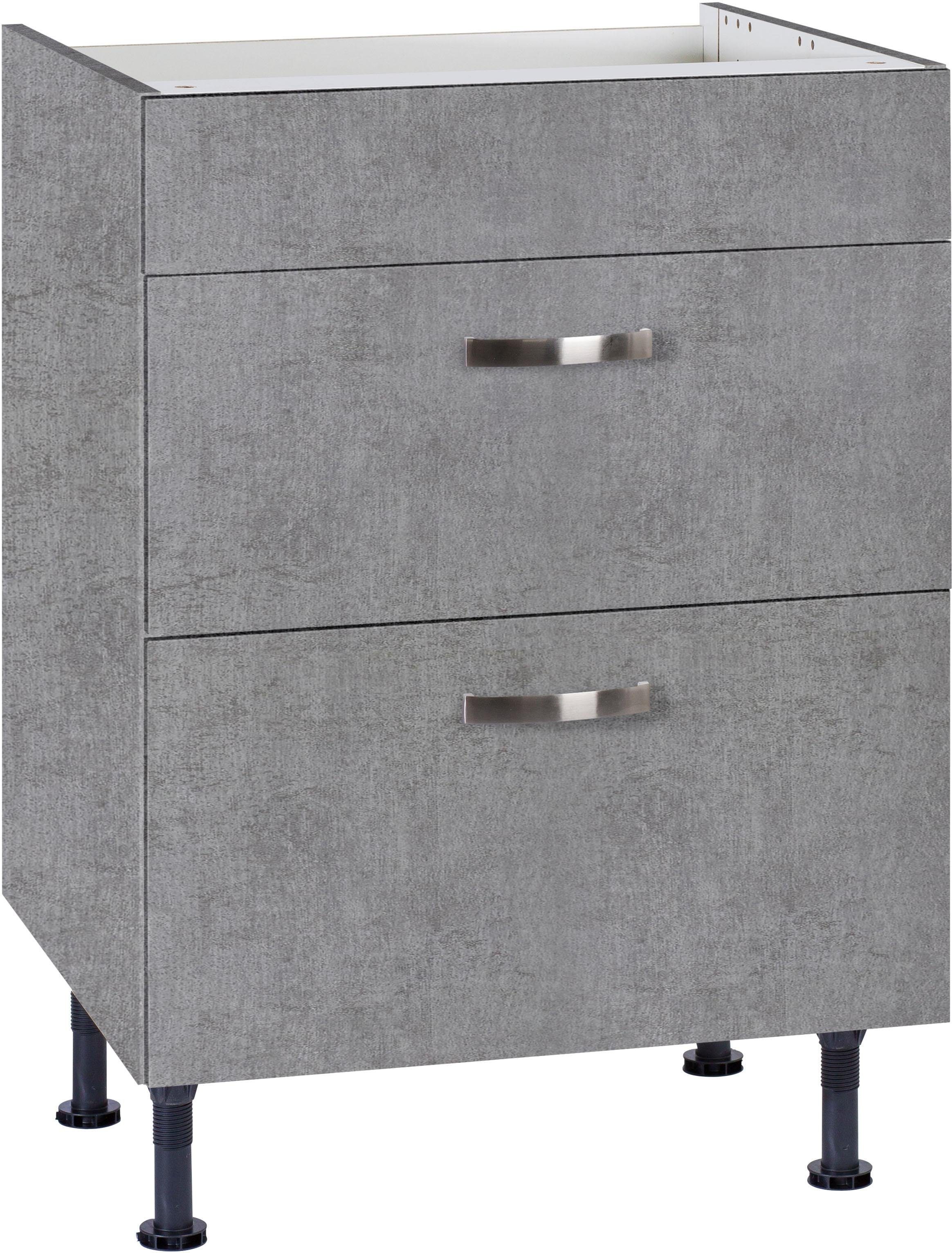 | OPTIFIT mit beton/beton Kochfeldumbauschrank cm, Breite Vollauszügen beton 60 Soft-Close-Funktion Cara und