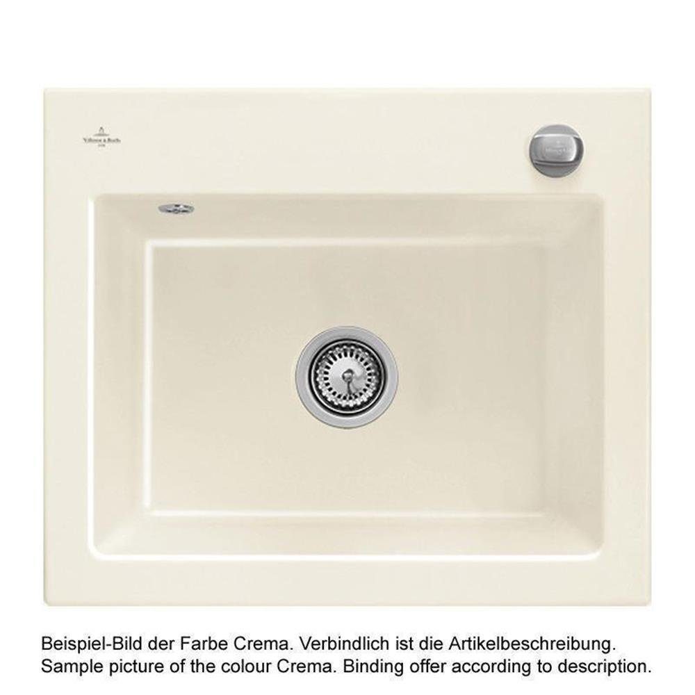 KR cm Classicline Crema & Villeroy Villeroy flächenbündig Flat, S & Boch (glänzend) Küchenspüle 58/49 60 Einbaubecken Siluet Boch