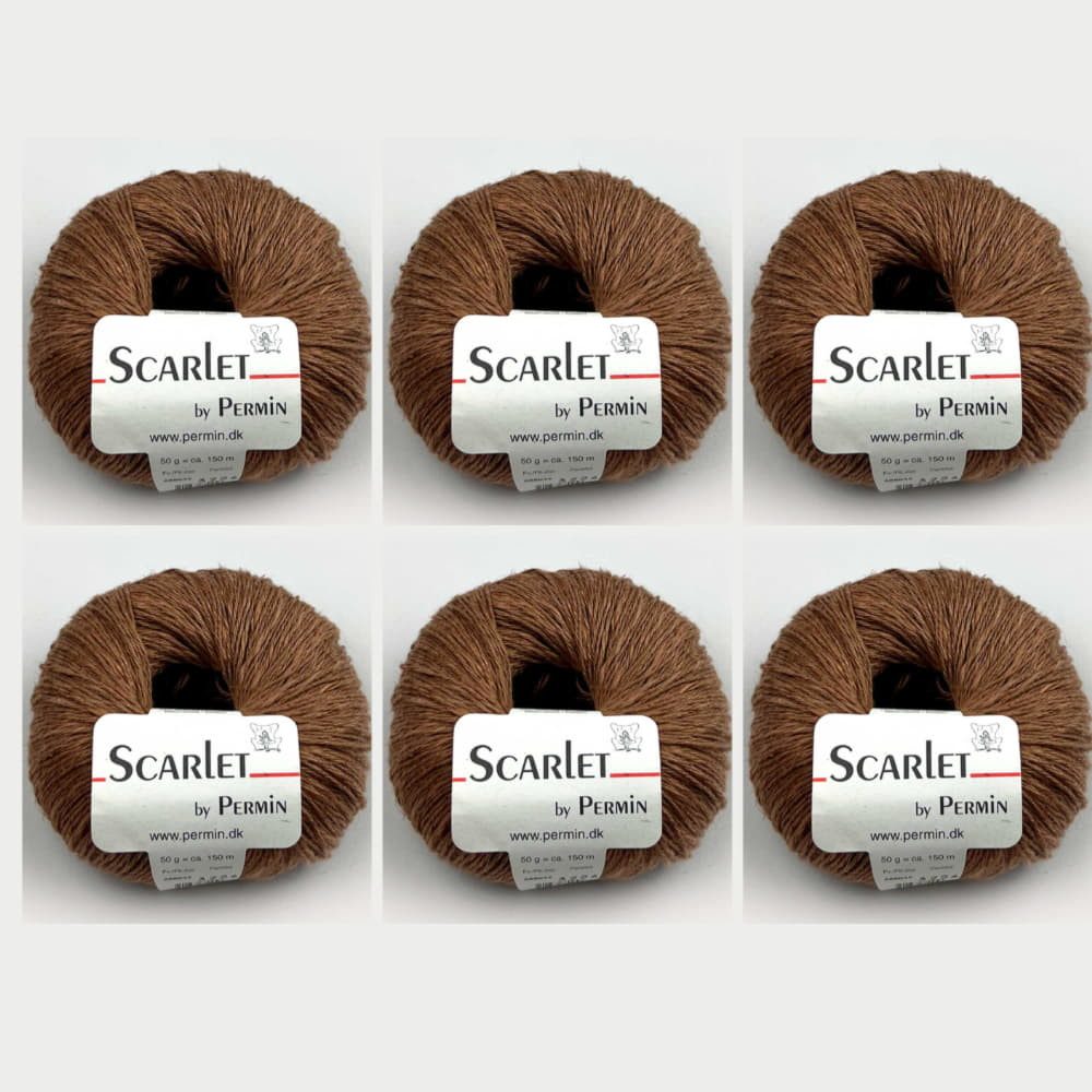 Permin 6x Scarlet by Permin – Nachhaltiges Sommergarn aus Leinen, Baumwolle & Häkelwolle, (embroidery kit by Marussia, 1-St., Hochwertiges Garn zum Stricken und Häkeln), Hochwertiges Garn zum Stricken und Häkeln