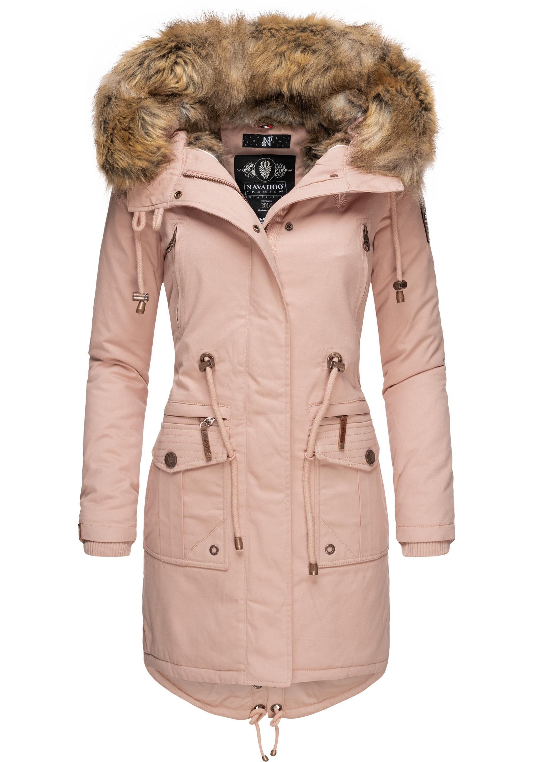 Navahoo Wintermantel Rosinchen stylischer Damen Winter Baumwollparka mit Kunstfell