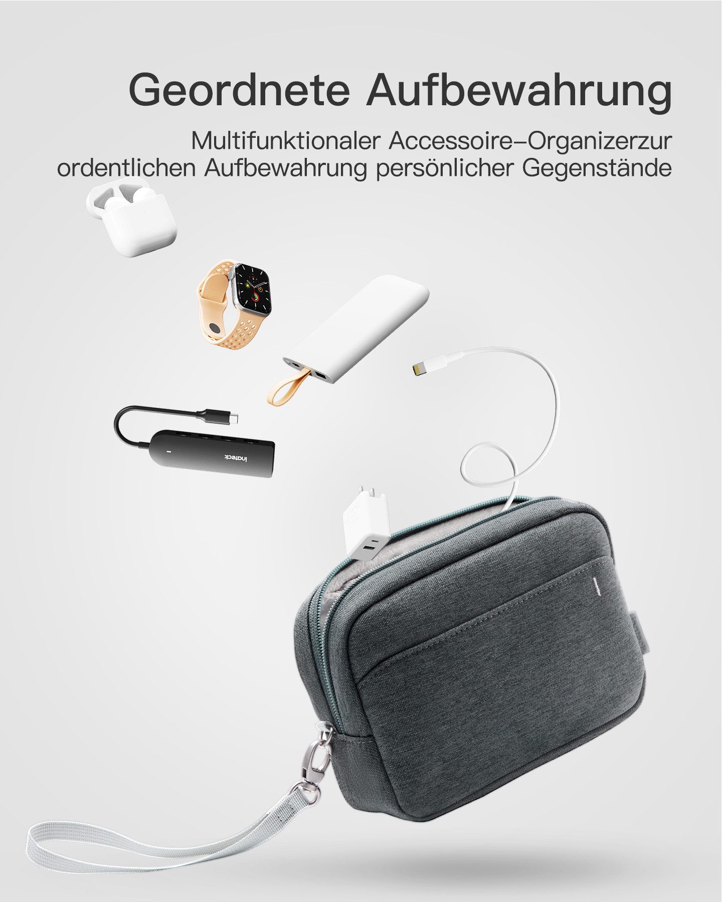 Inateck Taschenorganizer Kabeltasche Elektronik Organizer, Mehrzweck-Zubehörtasche – Bild 2 von 5