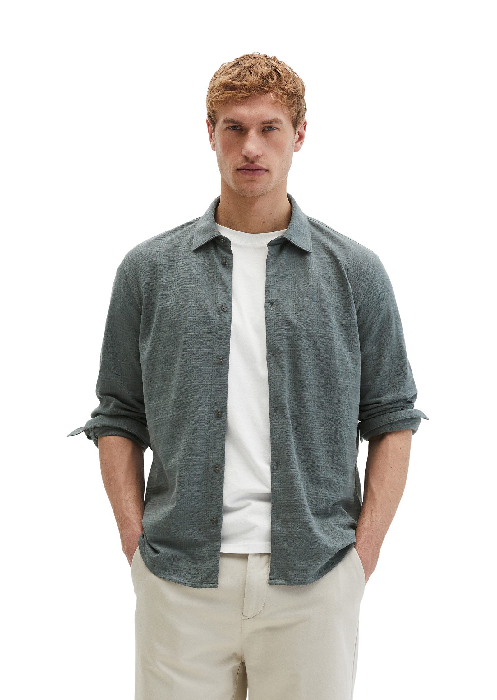 Marc O'Polo Blusenshirt im strukturierten Karo-Jacquard