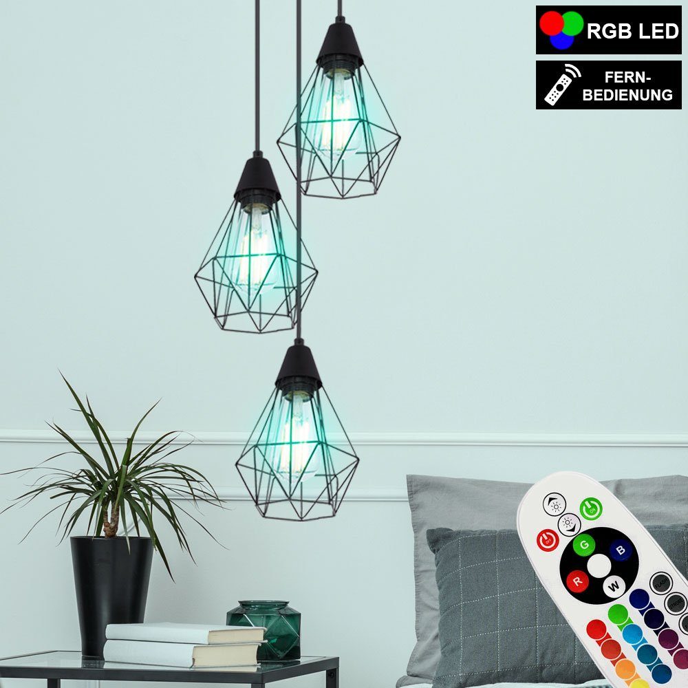 RGB LED 7 W Ess Zimmer Pendel Lampe Fernbedienung Hänge Leuchte dimmbar D 38 cm 
