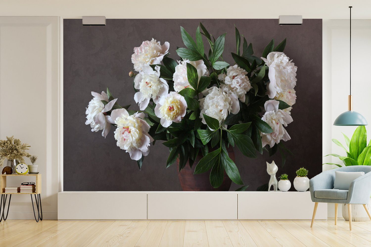 Wallpaper (6 Blumen bedruckt, Tapete MuchoWow für Wohnzimmer, Kinderzimmer, Stilleben, St), Schlafzimmer, Fototapete Vinyl - Matt,