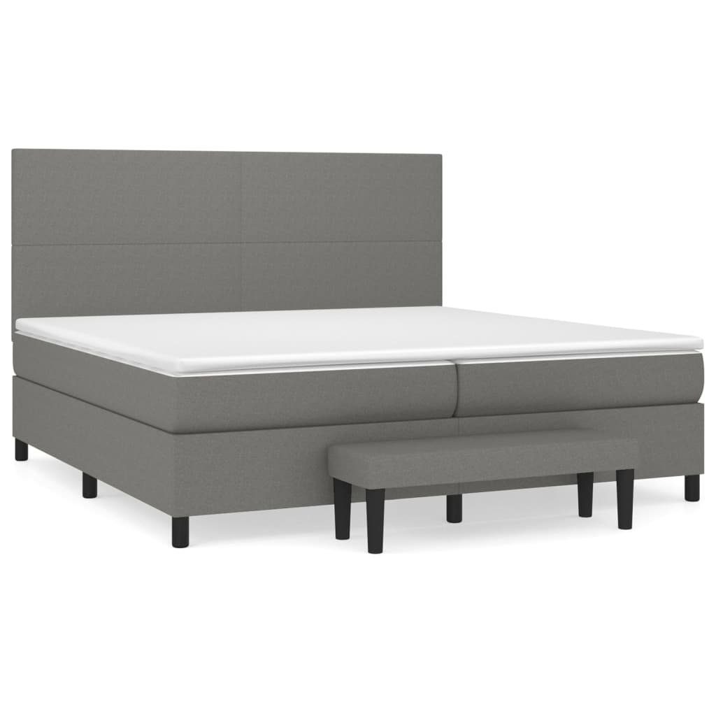 Boxspringbett 200 x 200 cm Boxspringbett mit Matratze Dunkelgrau 200x200 cm Stoff Be