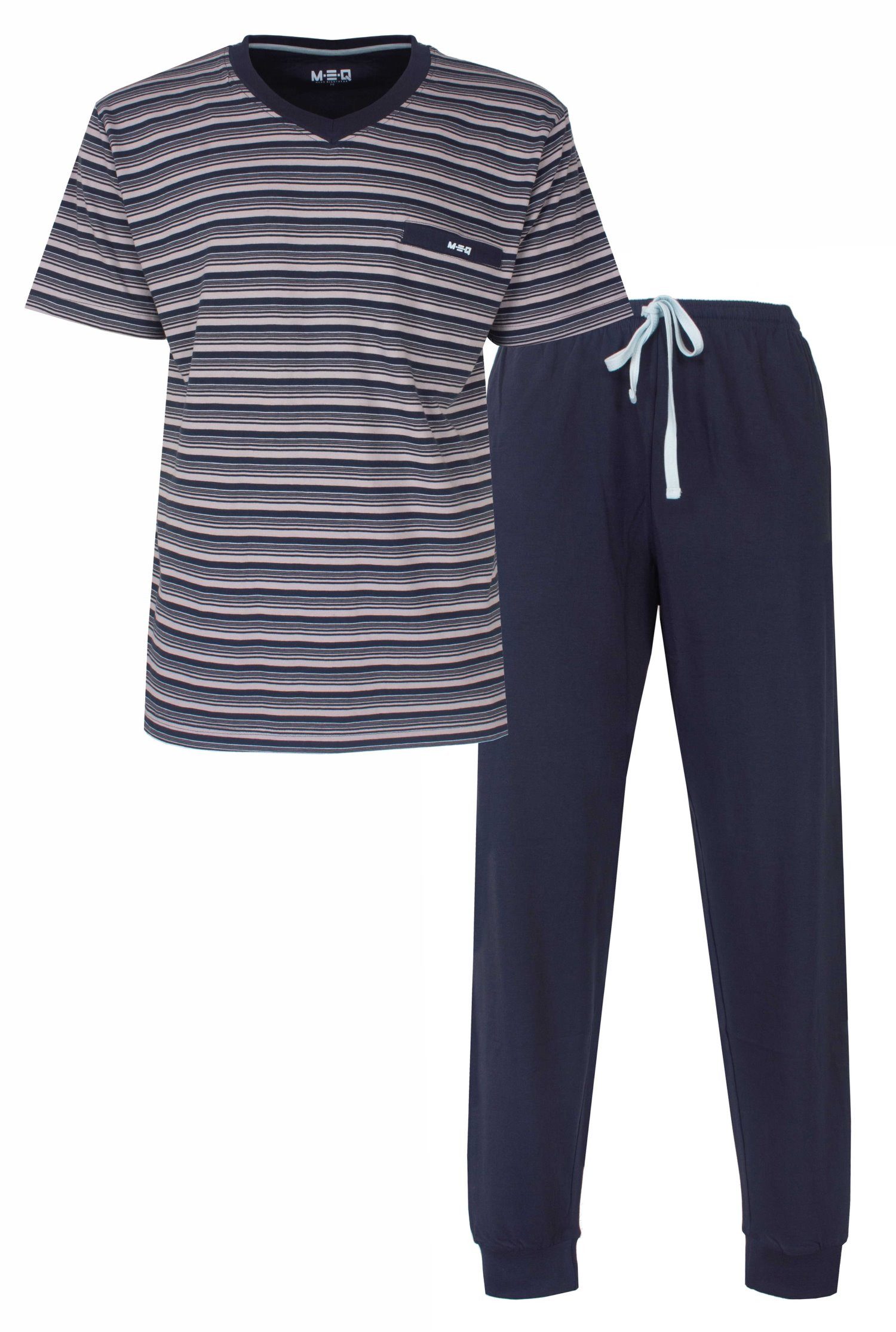 M.E.Q. Schlafanzug Herren Pyjama kurzer Arm (2 tlg) Baumwolle