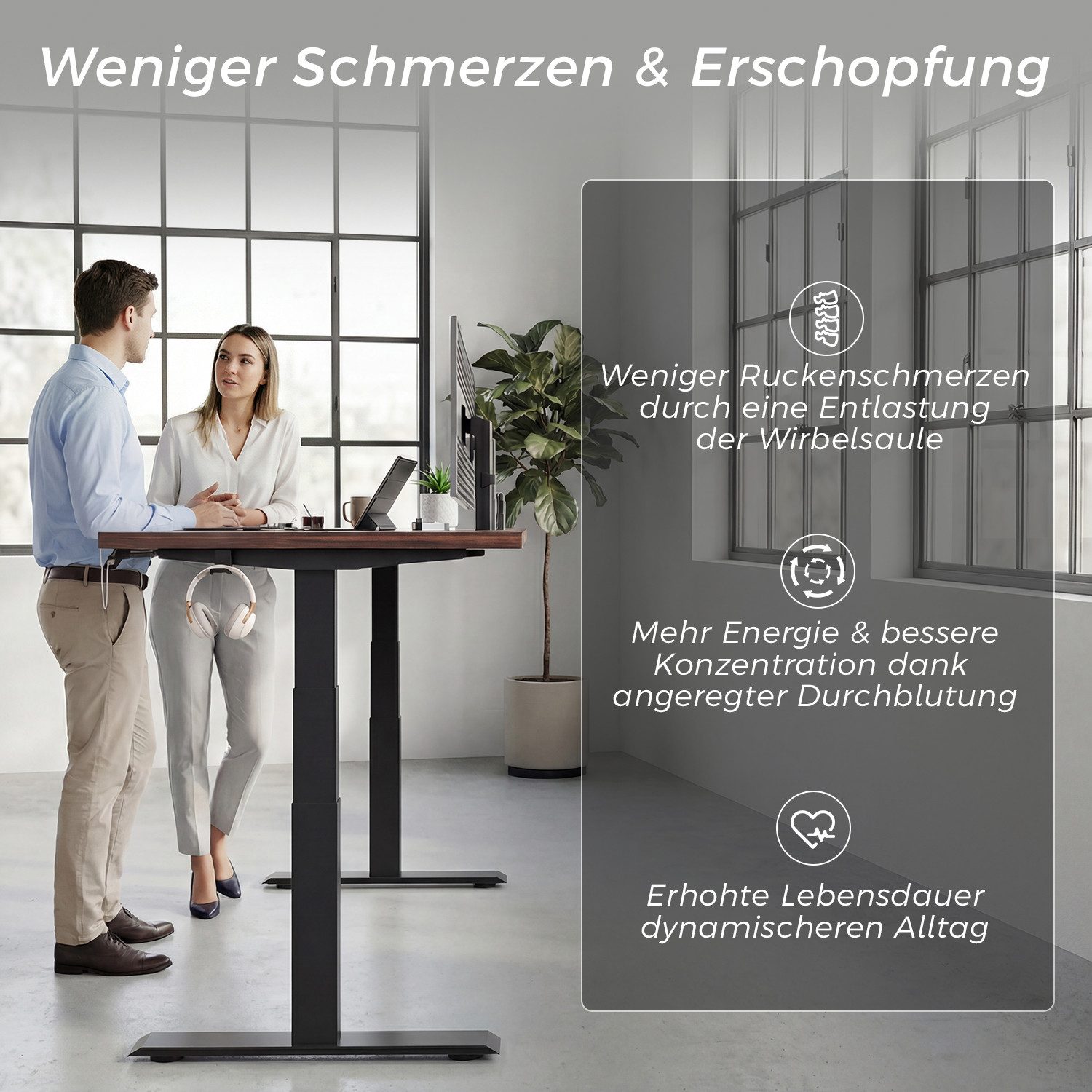 HOMALL Schreibtisch Höhenverstellbarer Schreibtisch elektrischer mit 2 Motoren (25 mm dicke, nahtlose, monolithische Tischplatten Keine gespleiBten Platten Vielsertig und hochwertig Erinnerung bei langerem Stehen, ostern geschenke)
