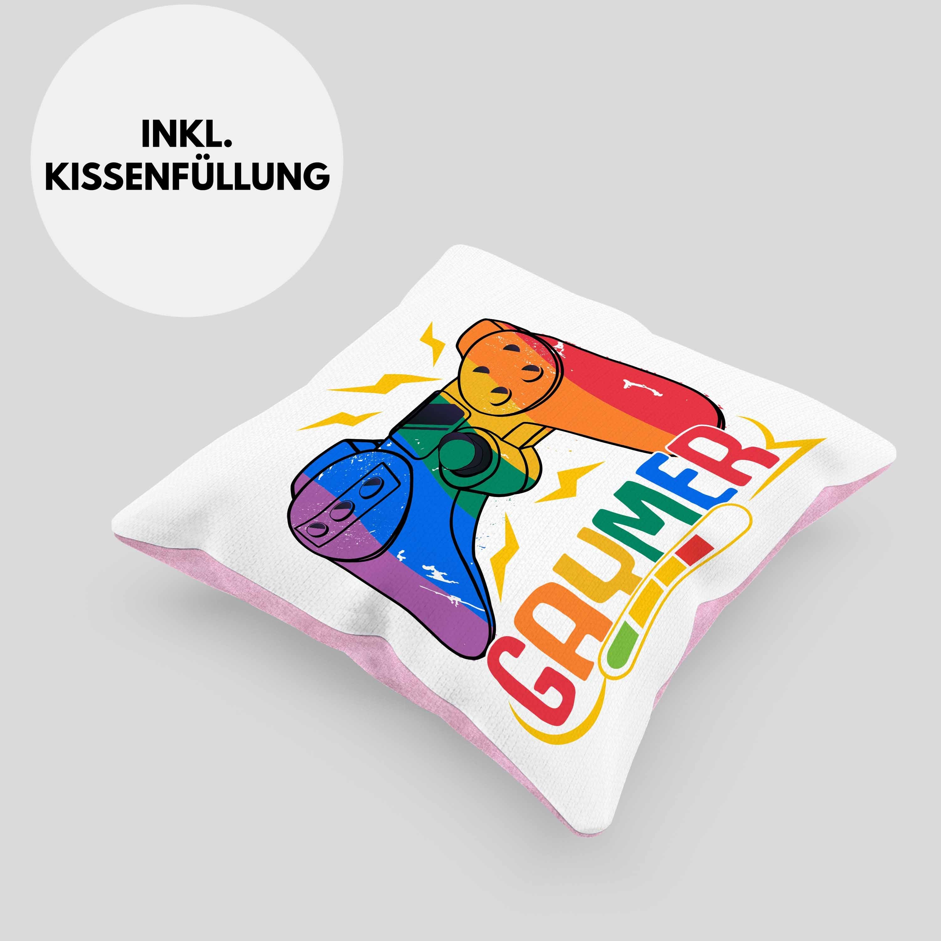 Geschenk Trendation Dekokissen Lesben Rosa 40x40 Dekokissen Trendation Kissen Schwule Füllung mit LGBT für Gaymer Regenbogen Transgender Regenbogen Grafik - Lustige