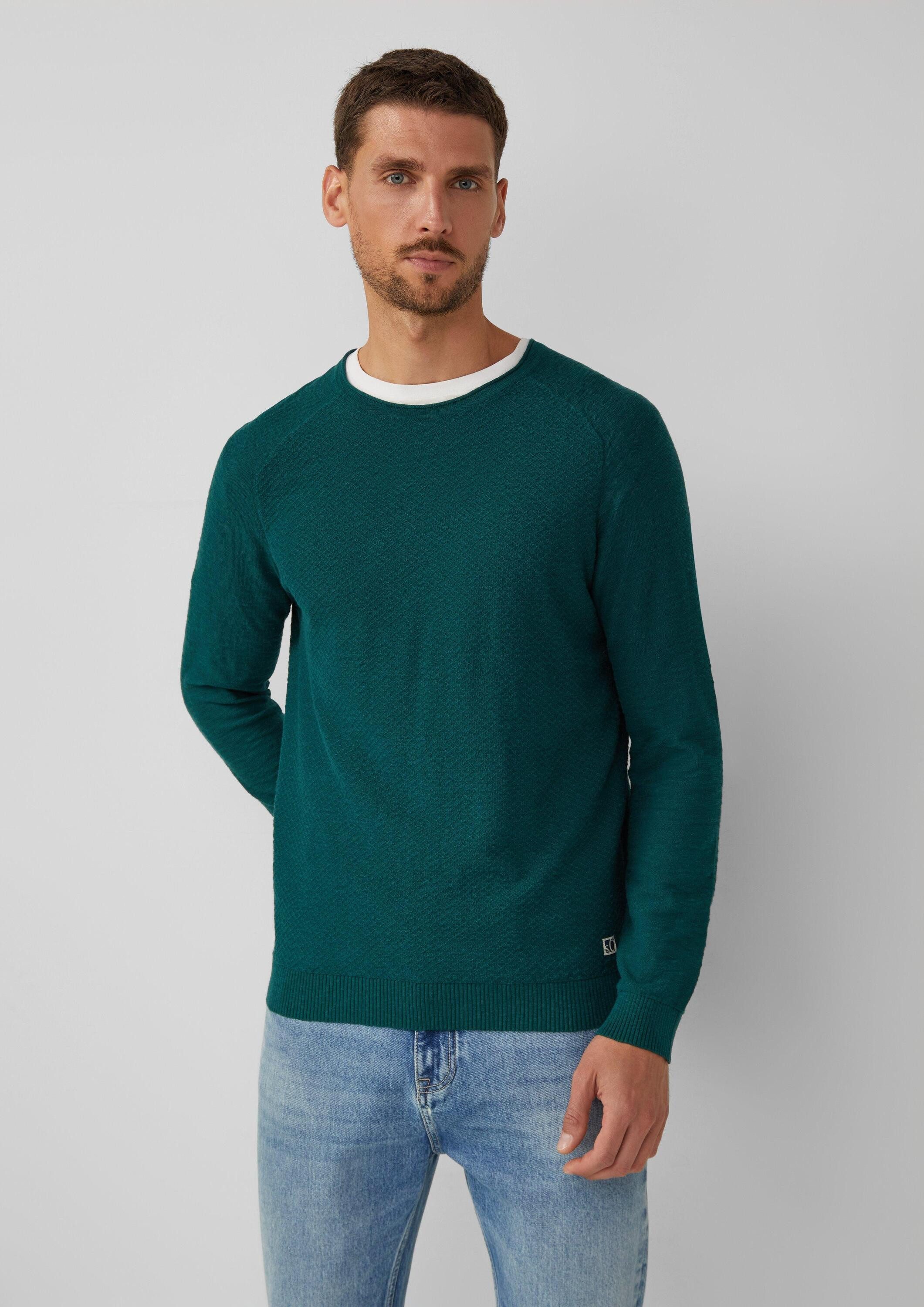 s.Oliver Longpullover Strickpullover Strukturierter Pullover aus Baumwolle günstig online kaufen