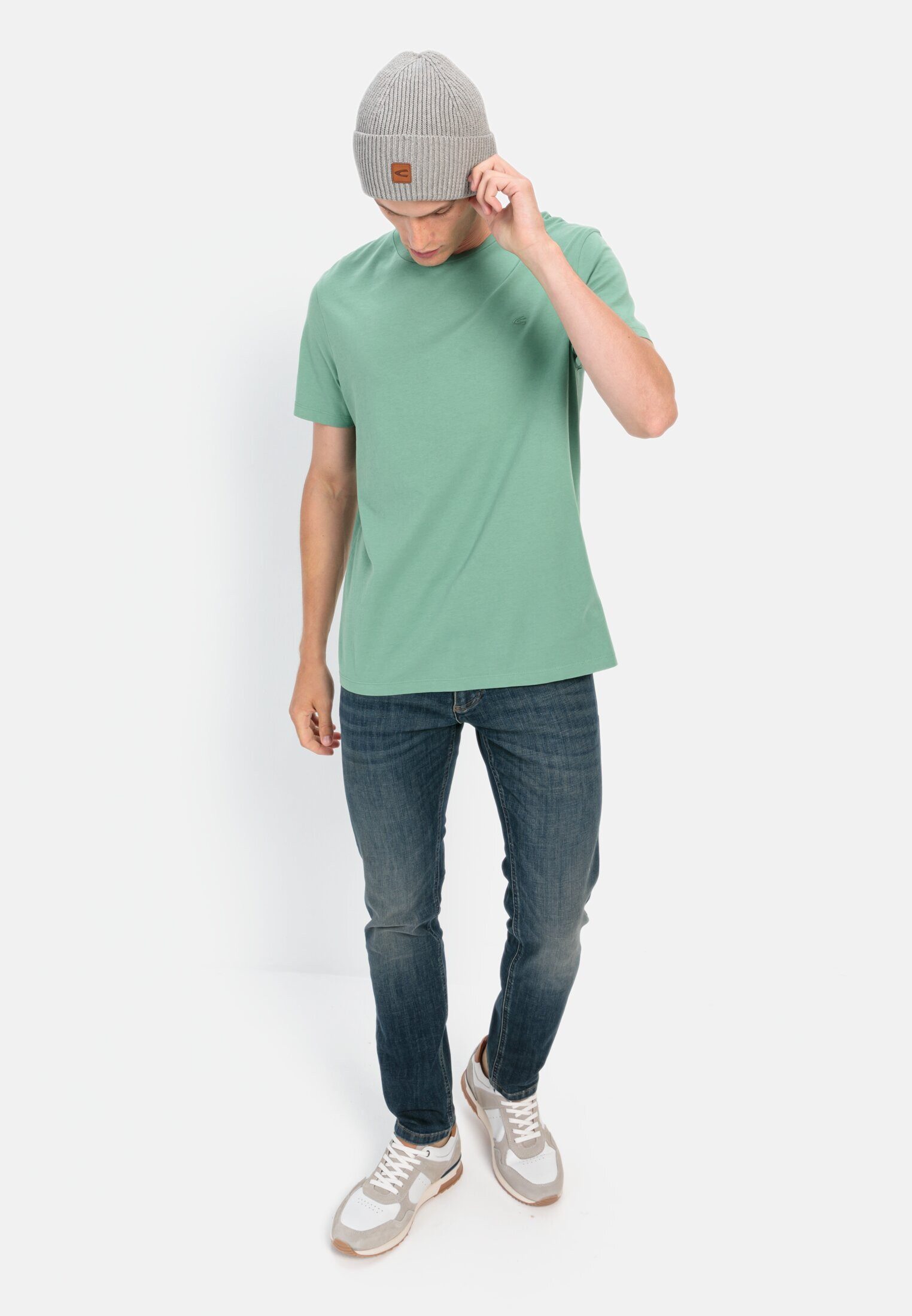 camel active T-Shirt Kurzarm Shirt aus Organic Cotton Kurzarm