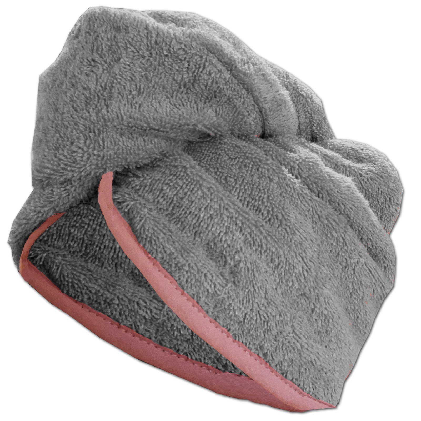 HOMELEVEL Turban-Handtuch Frottee Turban Haarturban mit Gummi für Kinder aus 100% Baumwolle, (1-St) Grau