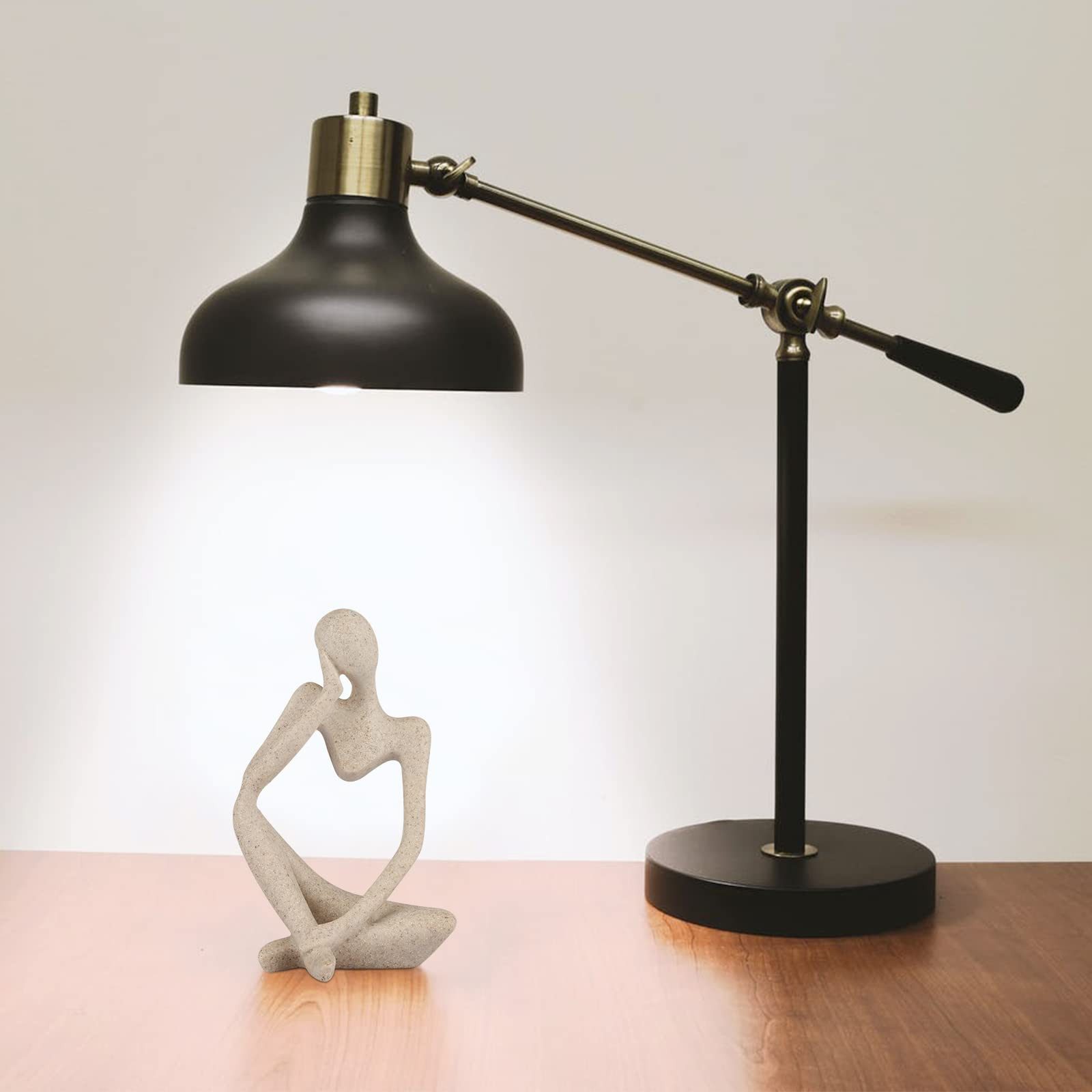FOUORTUNATE-BEE Dekofigur Denker Skulptur aus Kunstharz für Regal, Tisch & Büro Deko, Moderne Denker Figur als stilvolle Wohn- und Bücheregal-Dekoration