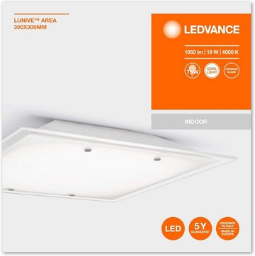 Ledvance LED Deckenleuchte AREA LED Wand- und Deckenleuchte Kaltweiß 300x300mm Lampe, LED fest integriert, Kaltweiss, Energieeffizient, 19W, Kaltweiß, 4000K