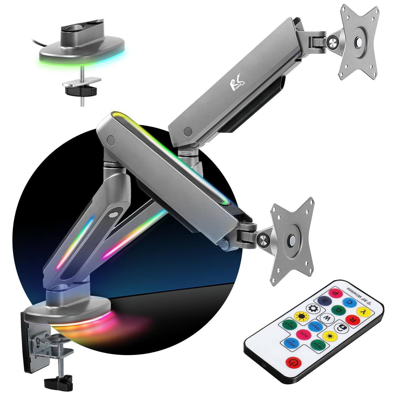 NanoRS Monitor-Halterung RS166, (bis 32,00 Zoll, RGB-Beleuchtung; Full-Motion-Einstellungmöglichkeiten)
