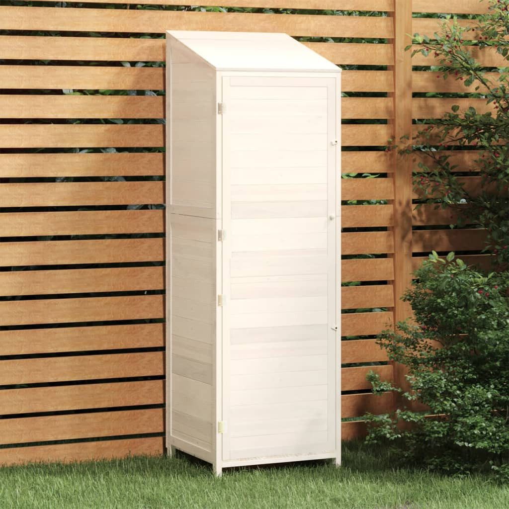 vidaXL Garten-Geräteschrank Weiß - 55 x 52 x 1745 cm - schmal Gartenschrank Geräteschuppen Weiß 55