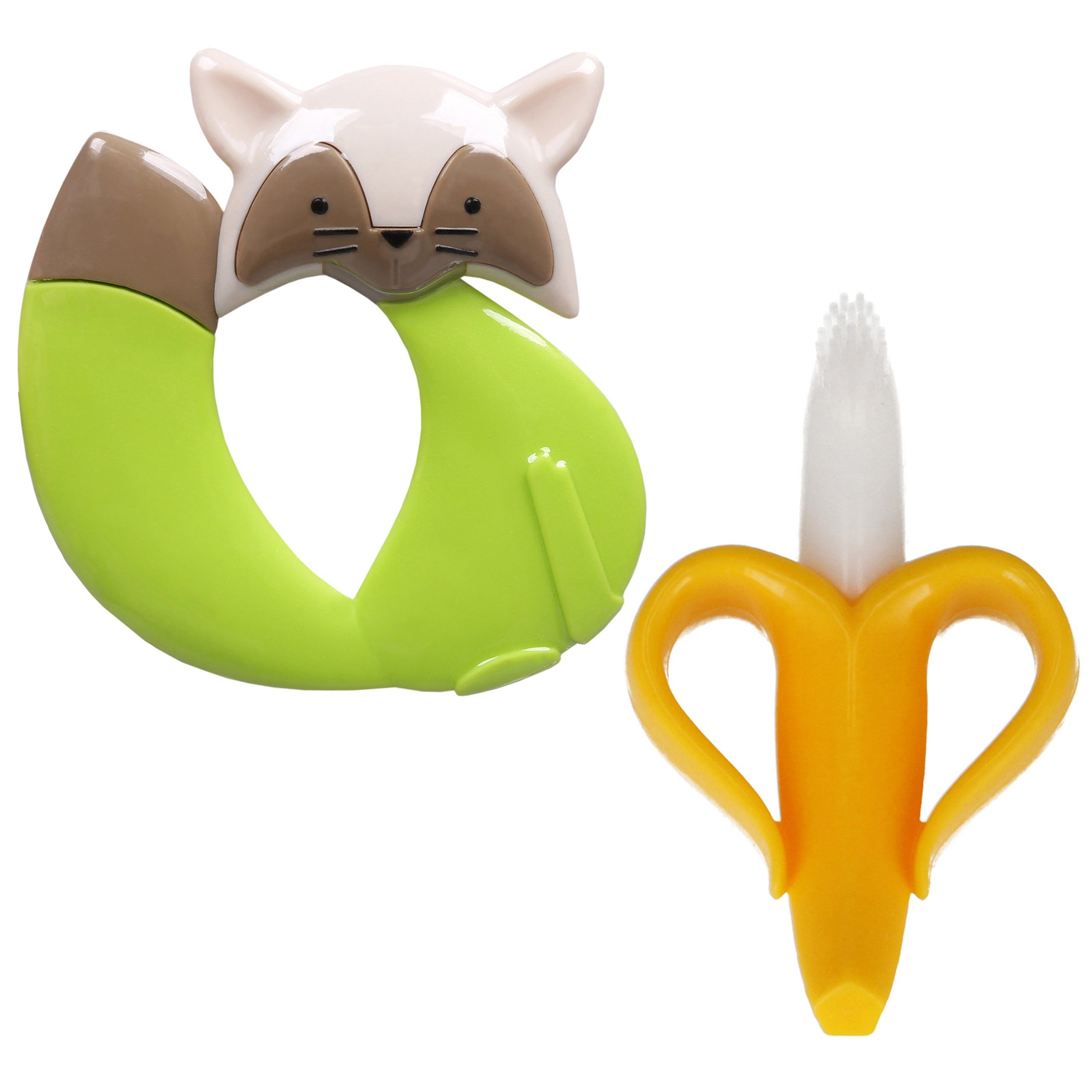 Spielgeschirr Baby-Set: Baby-Fuchs-Beißring + Beißring, Bananen-Zahnbürste Bam Bam