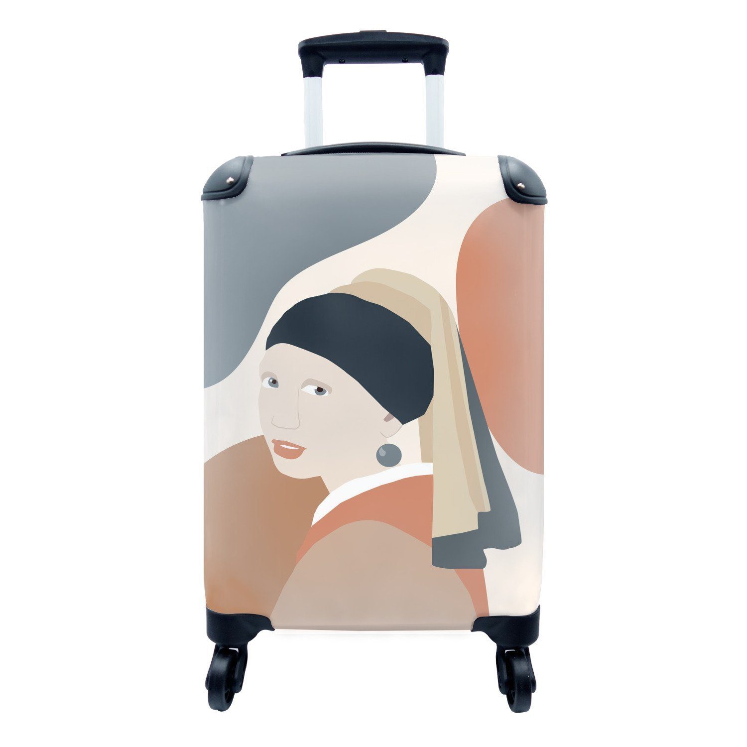 MuchoWow Handgepäckkoffer Pastell - Perle - Mädchen, 4 Rollen, Reisetasche mit rollen, Handgepäck für Ferien, Trolley, Reisekoffer