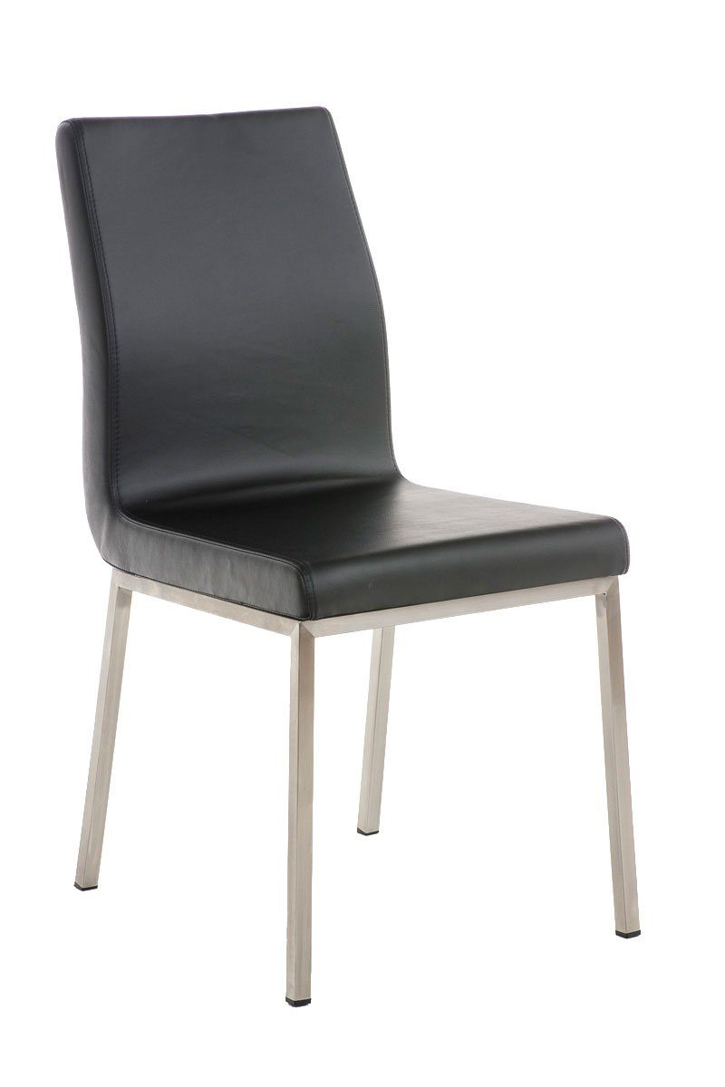 Konferenzstuhl Sitzfläche: mit Gestell: Metall (Küchenstuhl TPFLiving Esstischstuhl gepolsterter - schwarz Wohnzimmerstuhl), Sitzfläche Esszimmerstuhl - hochwertig Kunstleder - - Edelstahl gebürstet Colle