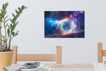 OneMillionCanvasses® Leinwandbild Weltraum - Regenbogen - Sterne, (1 St), Wandbild Leinwandbilder, Aufhängefertig, Wanddeko, 30x20 cm