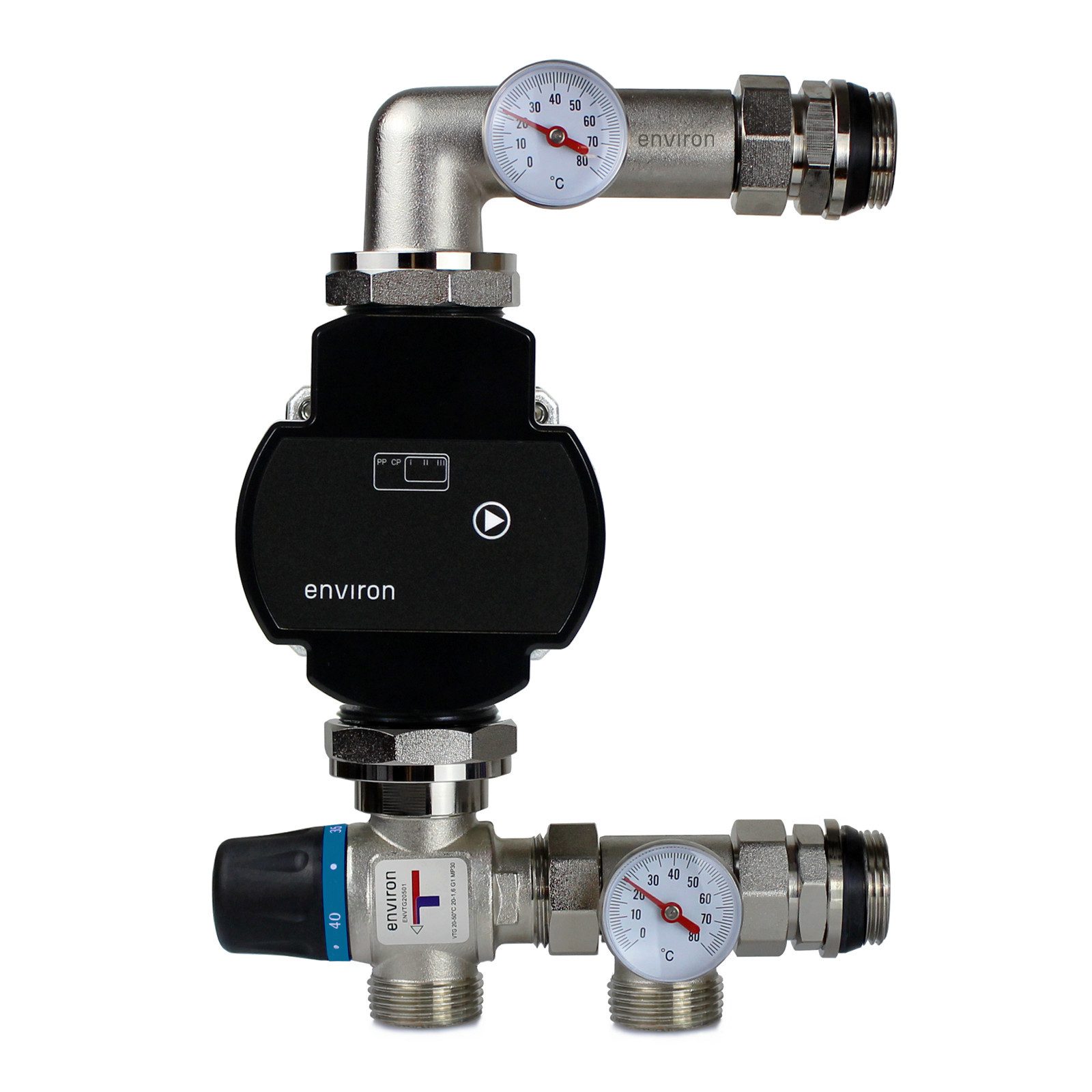 ganz24 Полы с подогревом Festwertregelset mit Environ VTG und Environ EcoStar 25/6 Pumpe, (Festwertregelset mit Thermostatkopf und Pumpe), Hocheffiziente Umwälzung