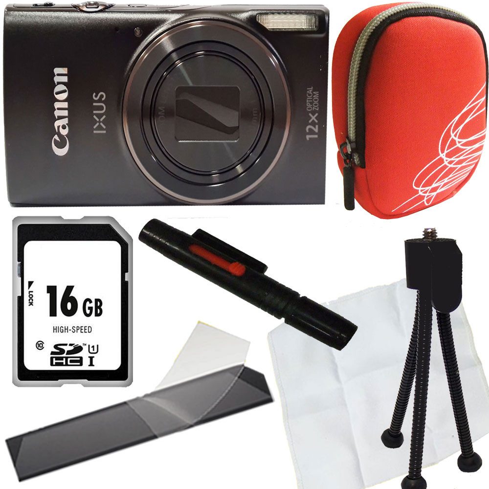 Canon Ixus 285 HS schwarz Set Angebot Tasche rot Vollformat-Digitalkamera