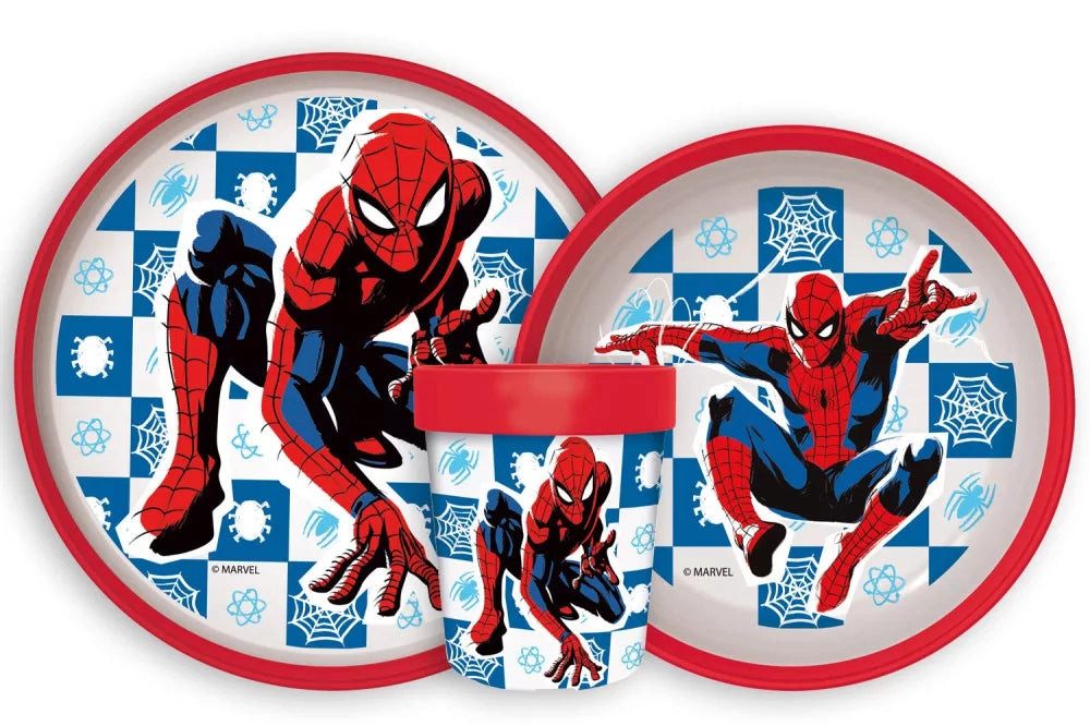 Stor Besteck-Set Marvel Spider-Man Geschirr Set Teller Kindergarten Rutschfest 260ml