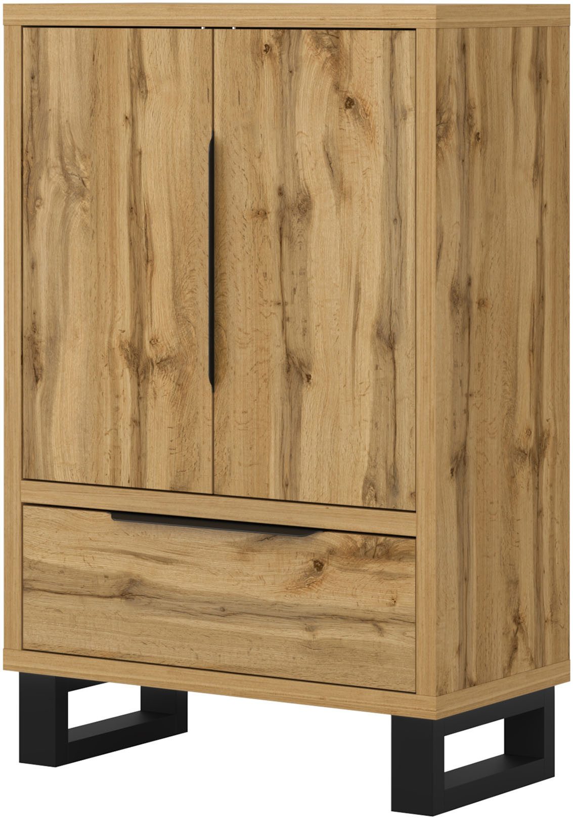 Home affaire Drehtürenschrank Bronne,Breite 89,5 cm, Mehrzweckschrank, Universalschrank, Garderobe Kleiderschrank, 1 Schublade, Metallgriffe, Garderobe – Bild 2 von 5