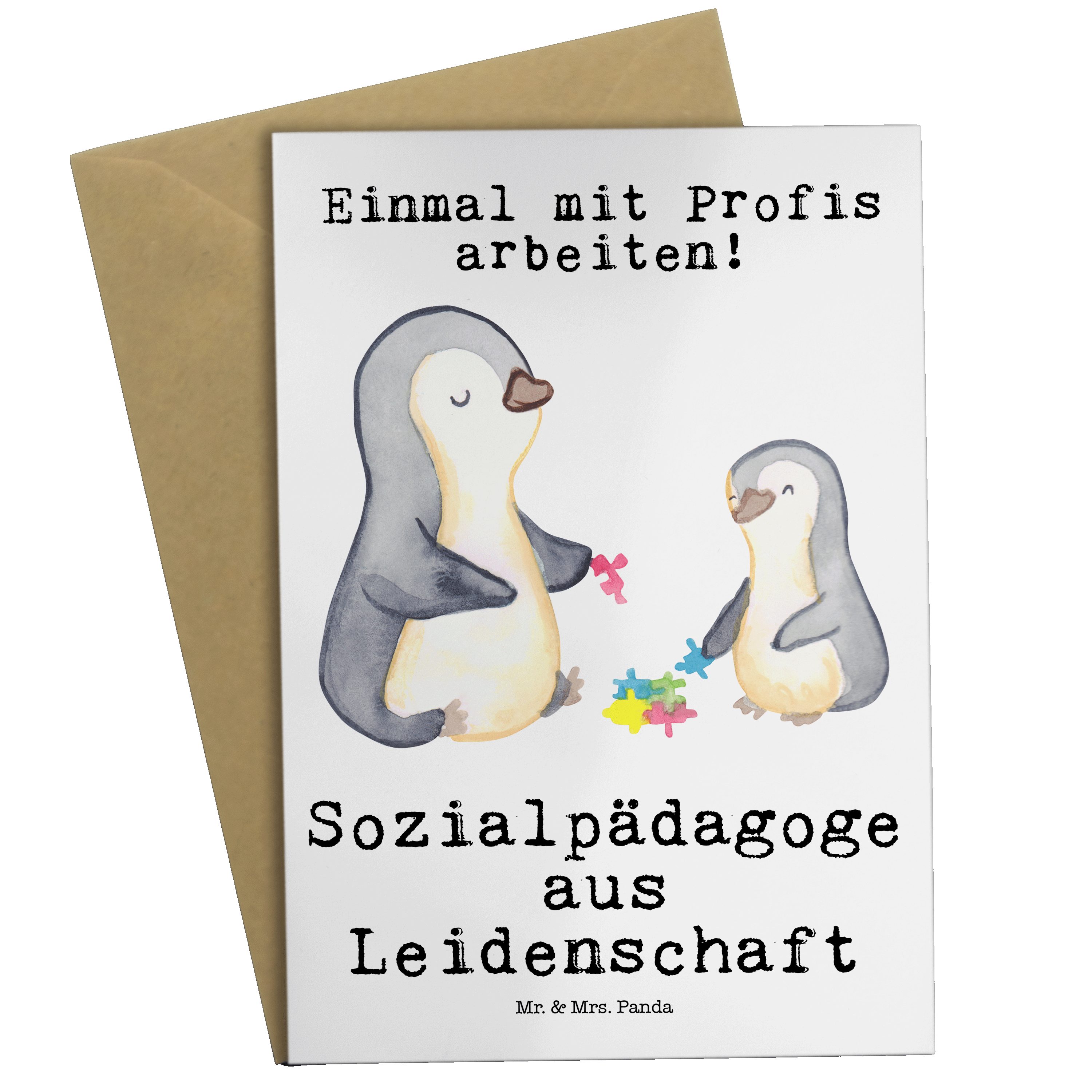 - Geschenk, Firma, Mr. Panda Arbeitskoll Sozialpädagoge Weiß Grußkarte - Mrs. & Leidenschaft aus