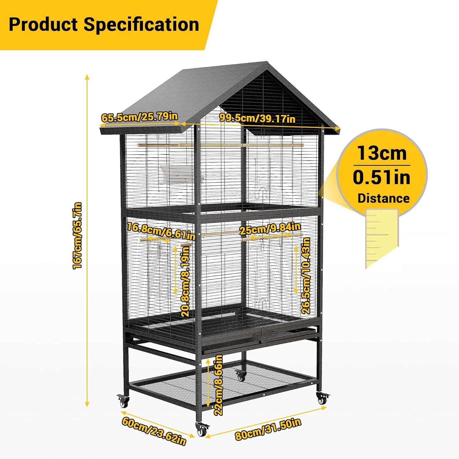 GarveeMore Vogelkäfig mit 4 Metallfutterspendern,Holzstangen und günstig online kaufen