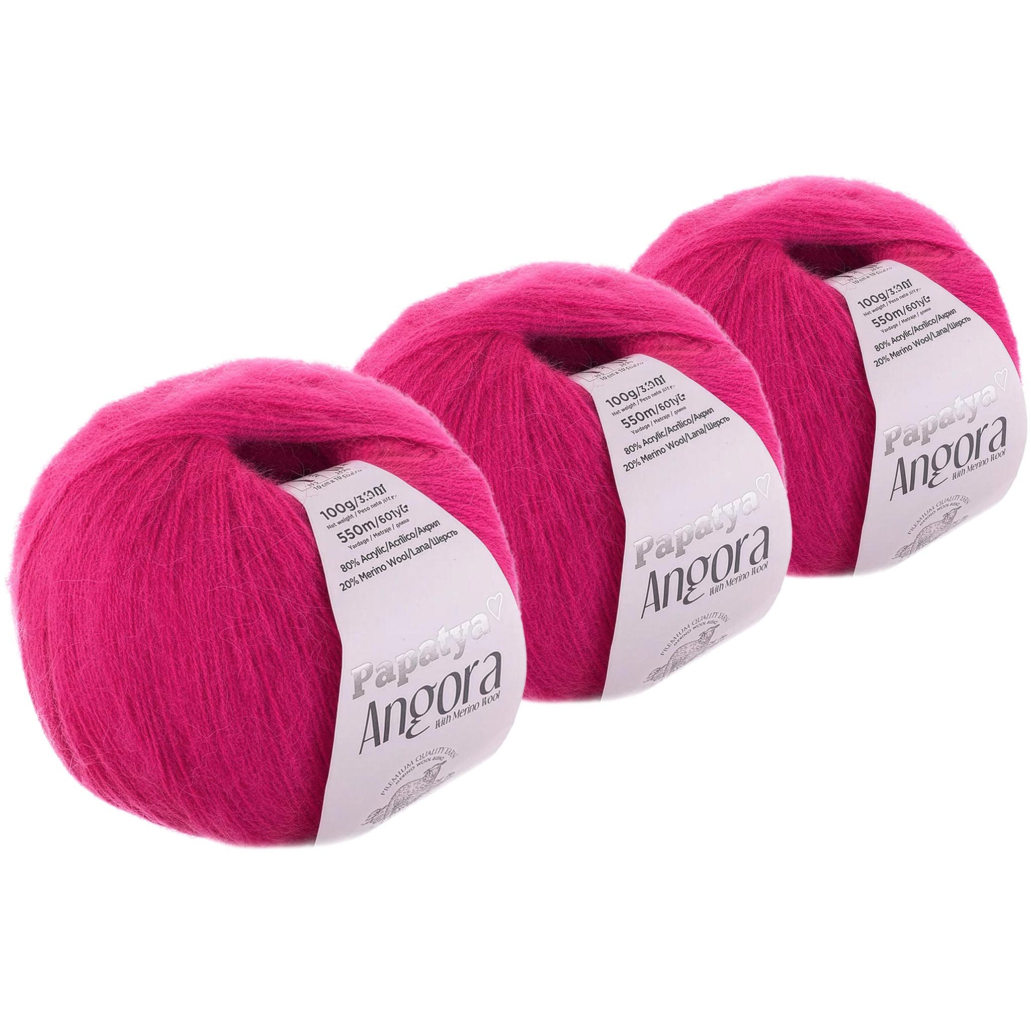 Papatya 3x100g Wolle Papatya Style Strickgarn Häkelgarn Häkelwolle, 1650 m (Sparpaket (3 Knäuel je 100g), 3-St), pink