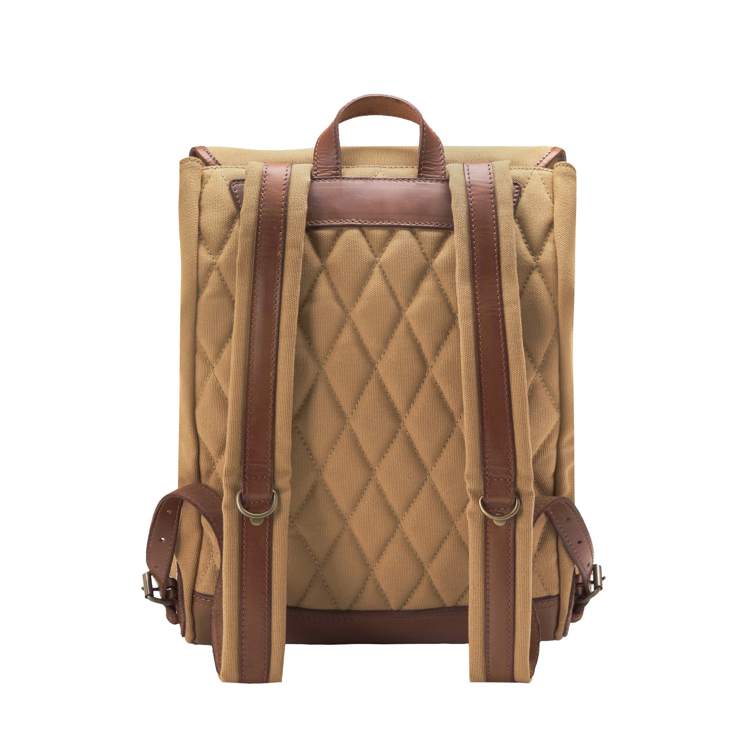 DRAKENSBERG Wanderrucksack »Henrietta« Khaki-Beige, Wanderrucksack aus wasserabweisendem Canvas mit Leder-Beschlägen