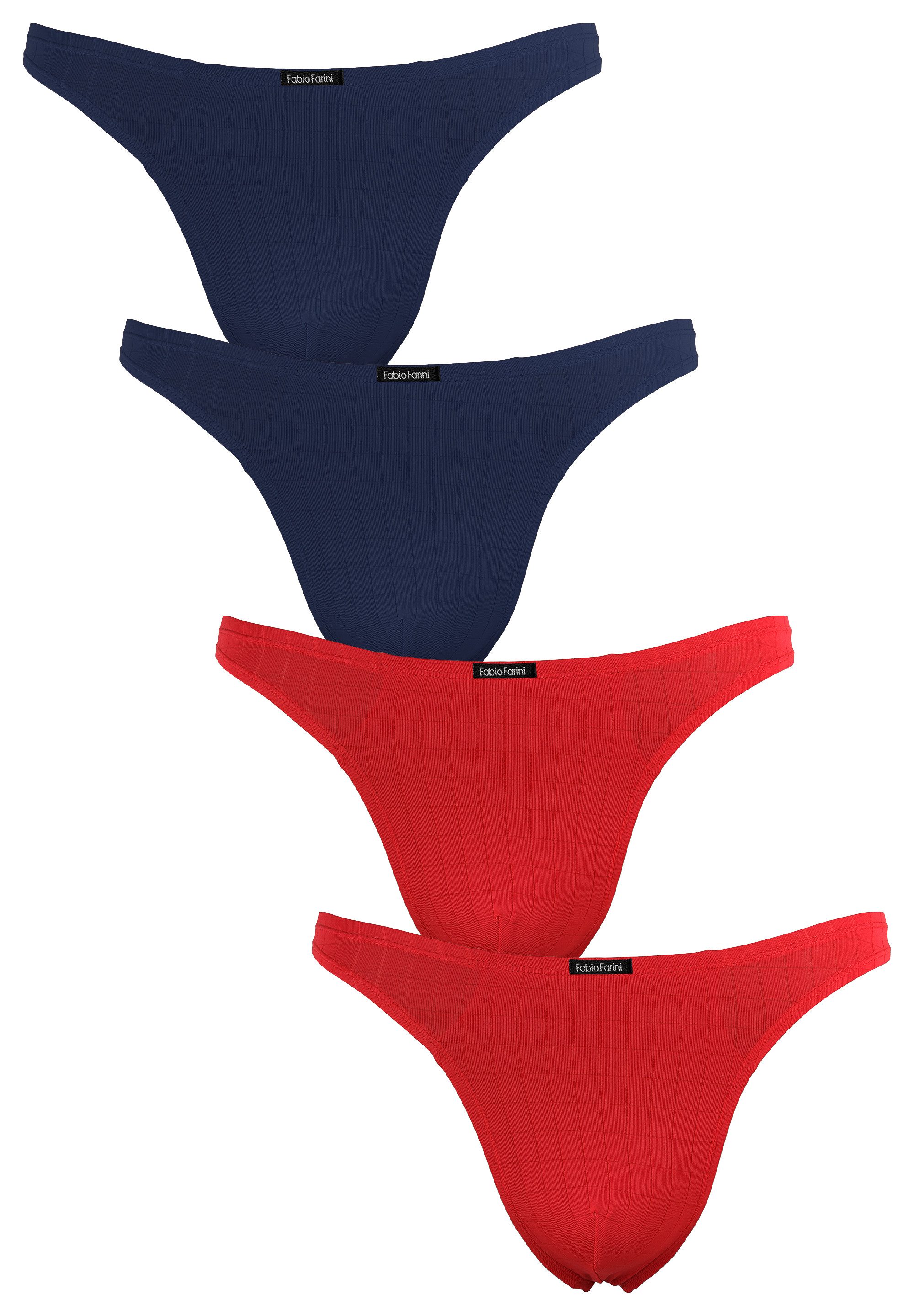 Fabio Farini String Herren Unterhosen - Männer Tangas aus atmungsaktiver Mikrofaser (4-St) im sportlichen Look mit Karo-Muster