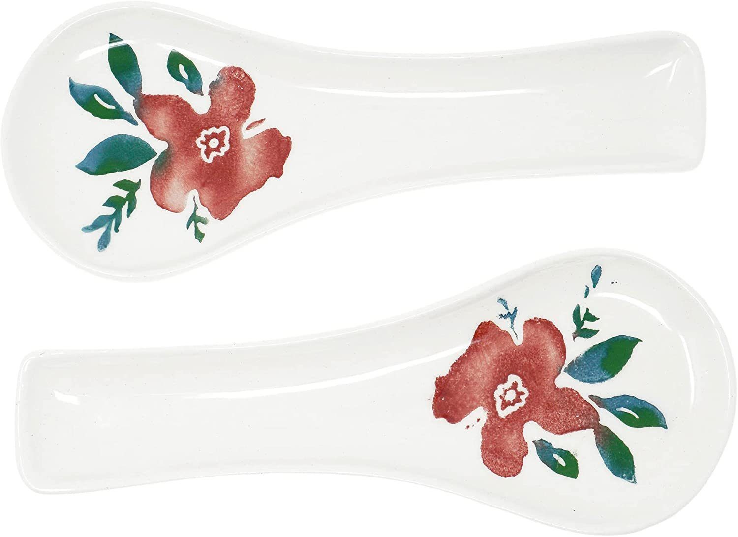Keramik Blütenfest, Stück Servierlöffel Löffelablagen 27x10,5 cm Löffelhalter, 2 Lashuma
