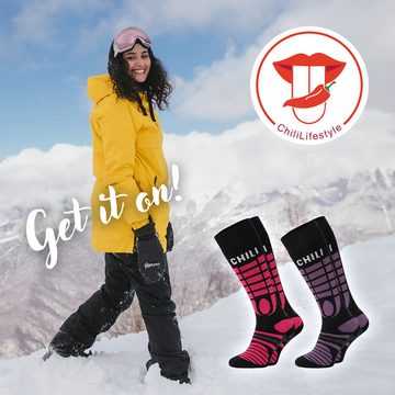 Chili Lifestyle Strümpfe Ski Knie Damen Socken, 4 Paar, Thermo, Skistrümpfe, Thermosocken
