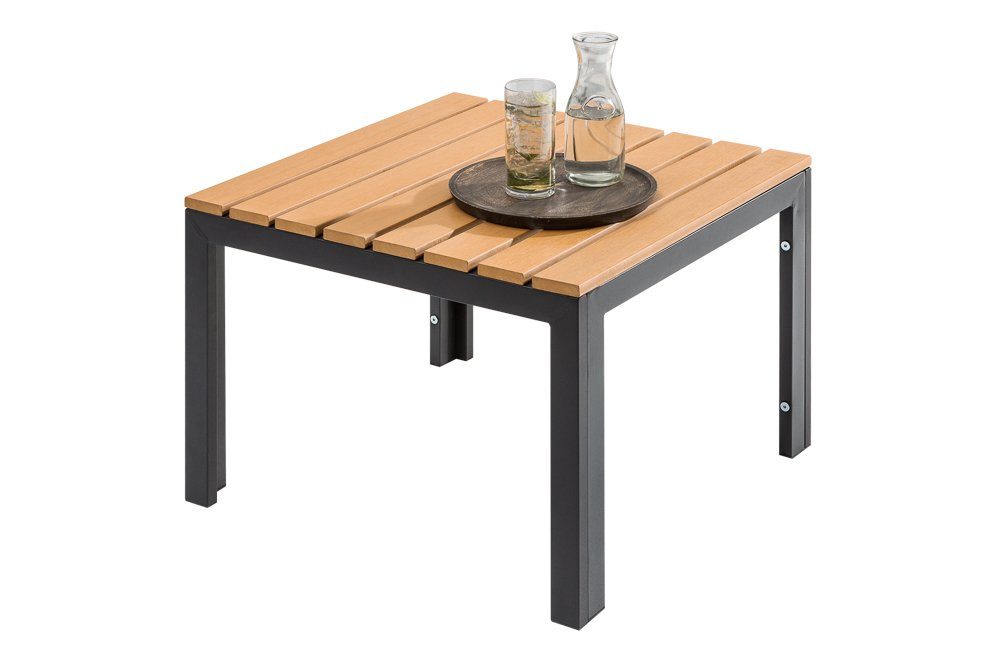riess-ambiente Gartentisch ORLANDO LOUNGE 60cm anthrazit / natur · wetterfester Beistelltisch (Einzelartikel, 1-St), Metall · Terrasse · Balkon · Outdoor · Modern Design · Gartentisch